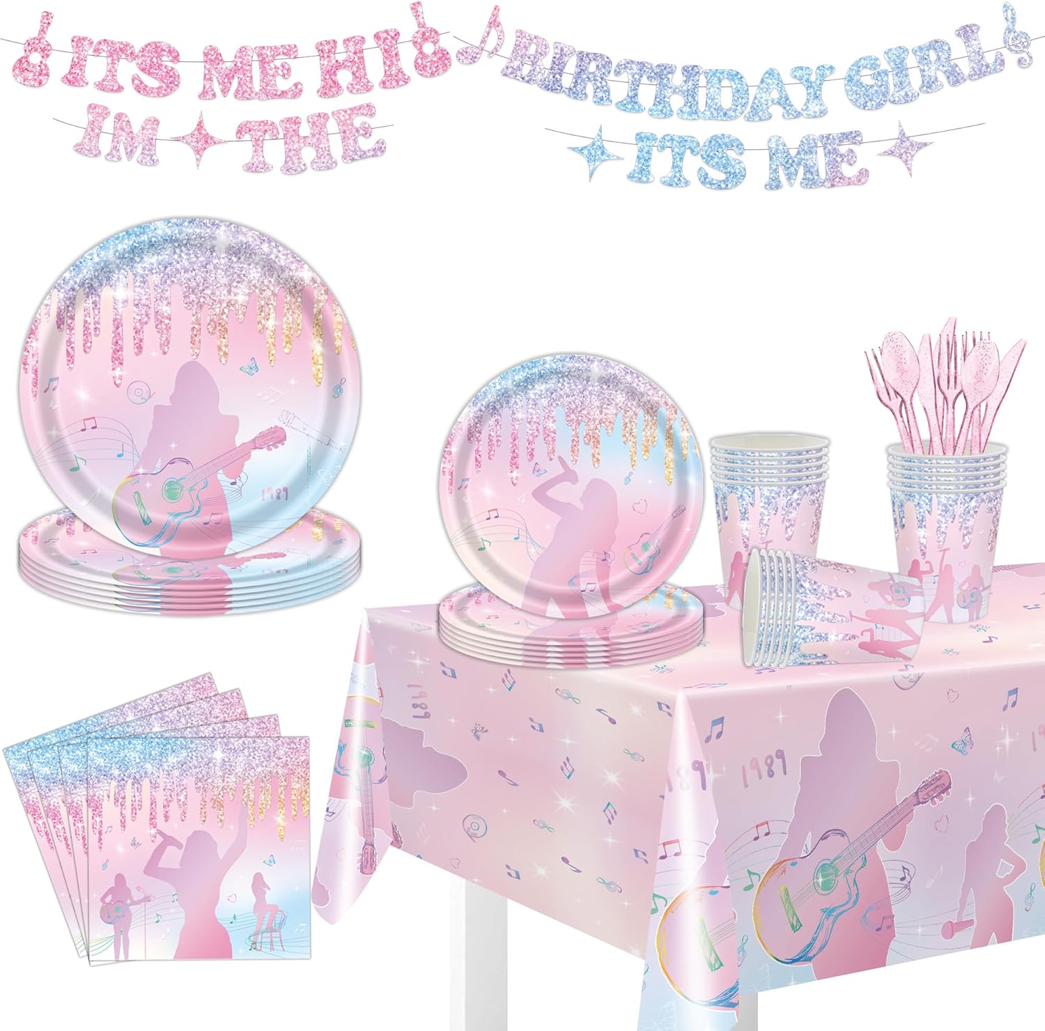 142Pcs Birthday Girl Music Singer Party Supplies Set