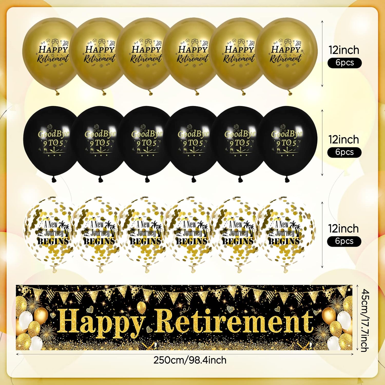 Happy Retirement Banner Balloons Yard Sign 18pcs