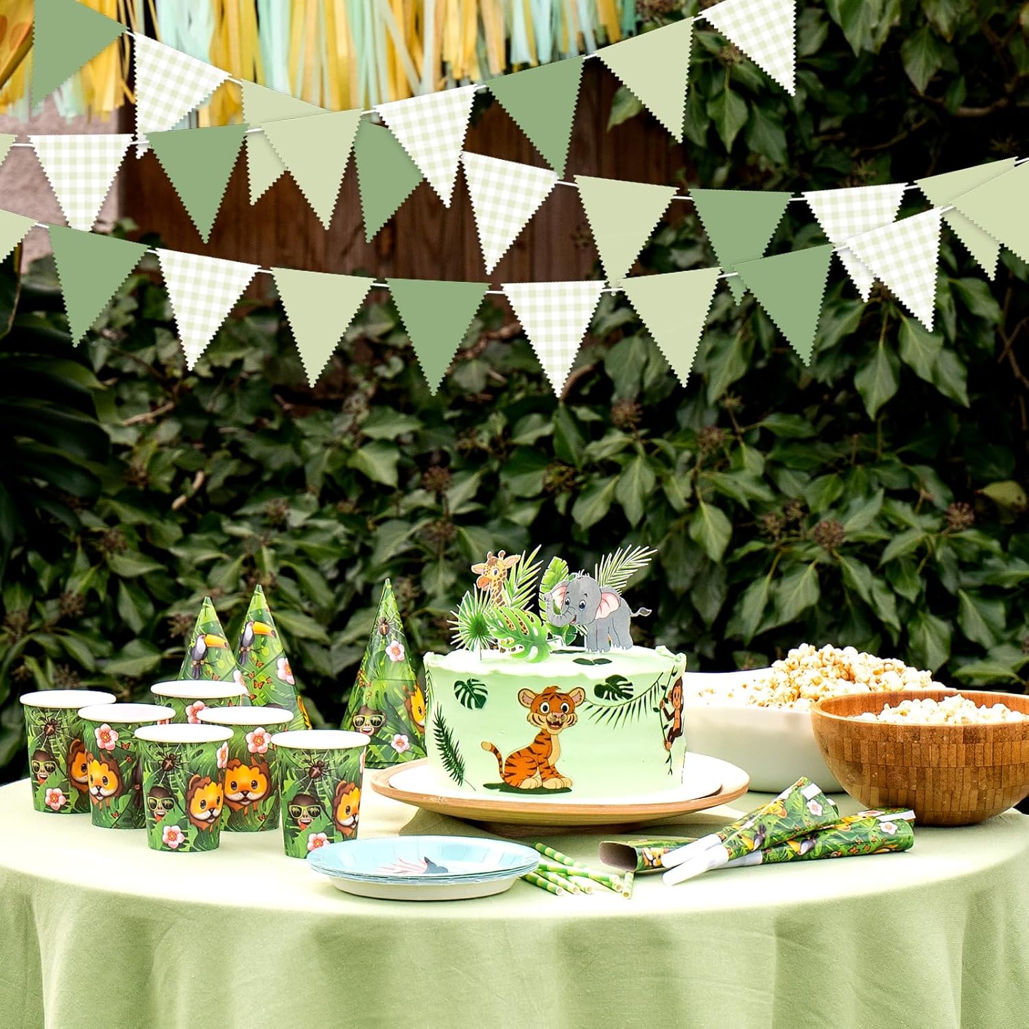 37 Ft Green Triangle Bunting Garland for Birthday Wedding Baby Shower