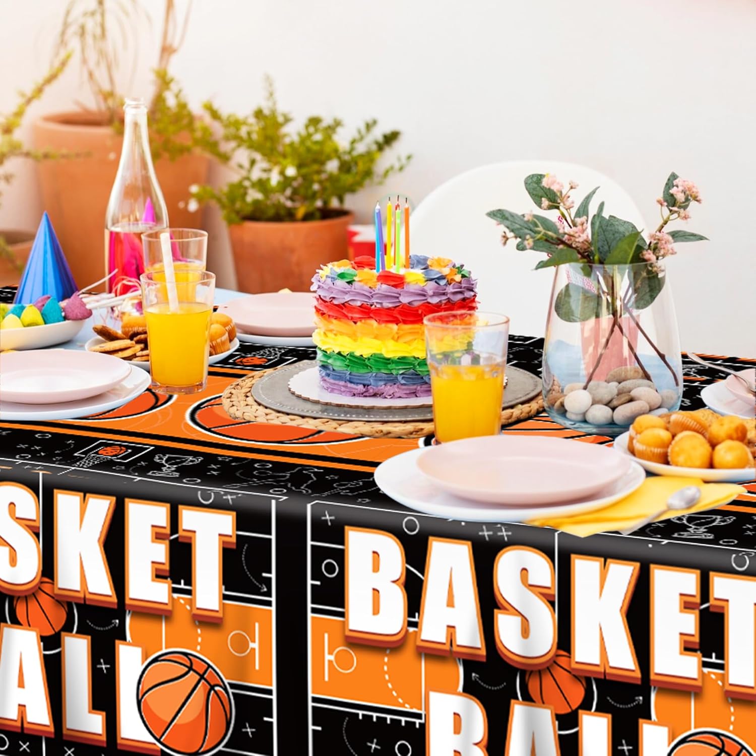 2 Pack Basketball Themed Tablecloths for Parties