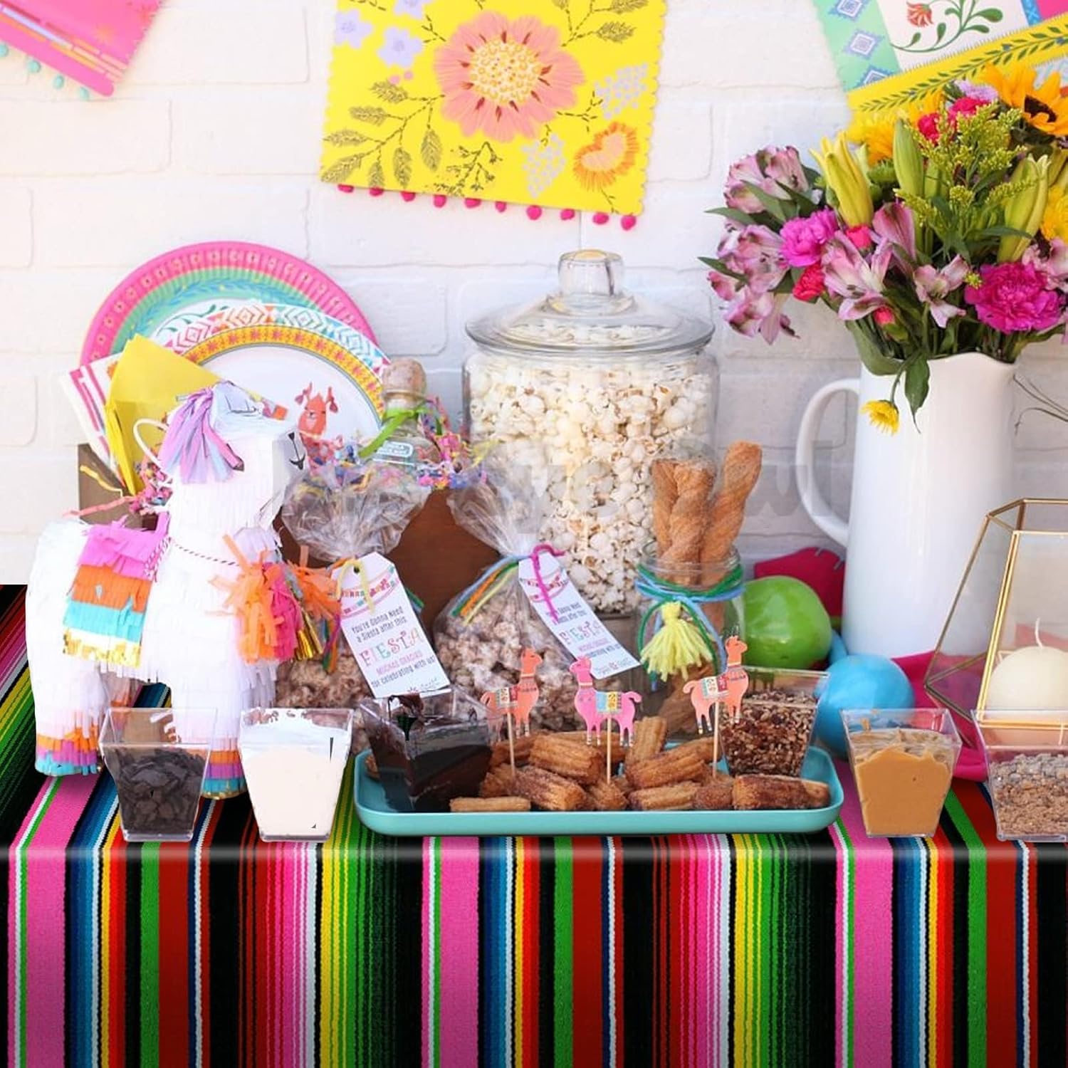 Mexican Fiesta Table Cover 3 Pcs Rectangle Party Decor
