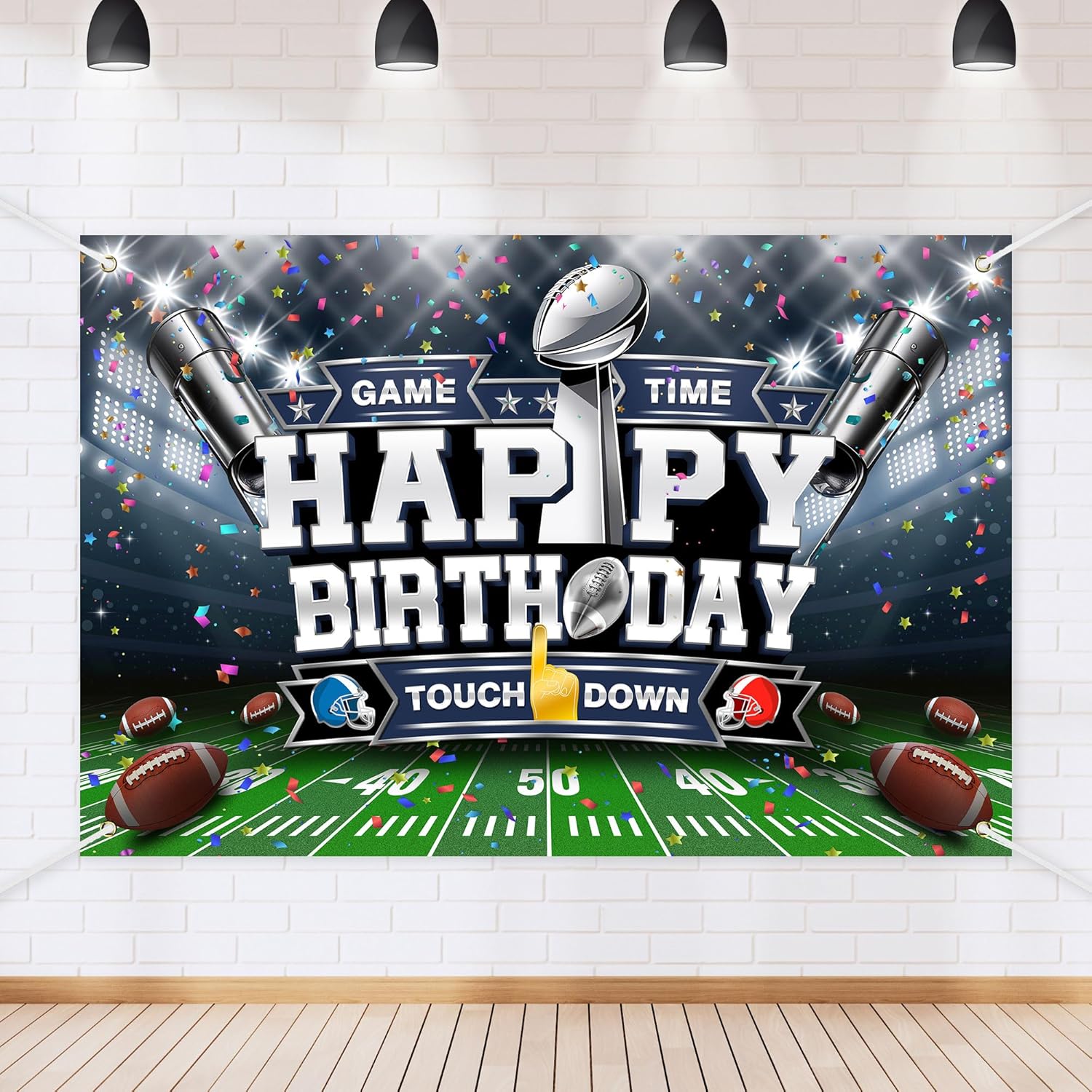 Football Birthday Backdrop Banner for Boys Girls Men 72x43in