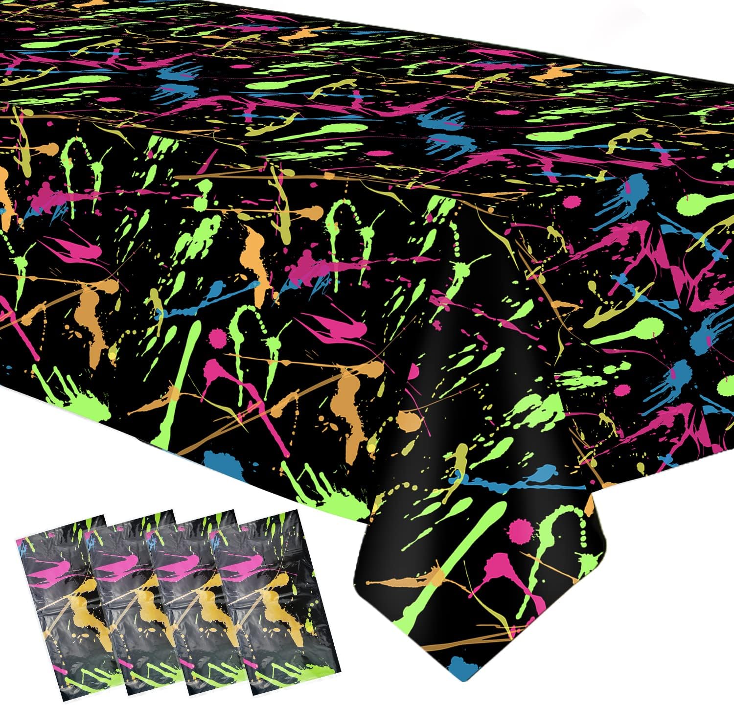 Neon Glow Tablecloth - 4 Pack for Birthday Party Decorations