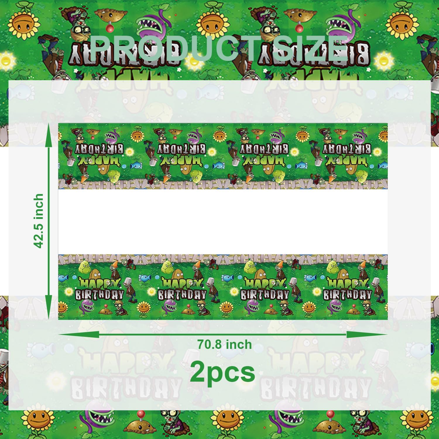 Deenor 2Pcs Plants Zombies Tablecloth for Birthday Party