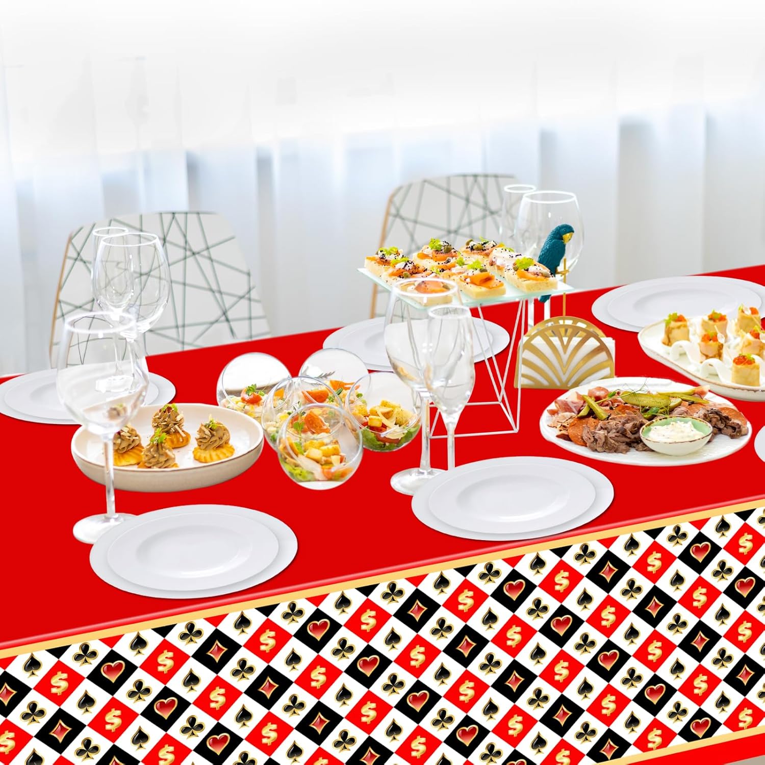 Avezano 3 Pc Casino Poker Tablecloth 54x108 Inch Party Decorations