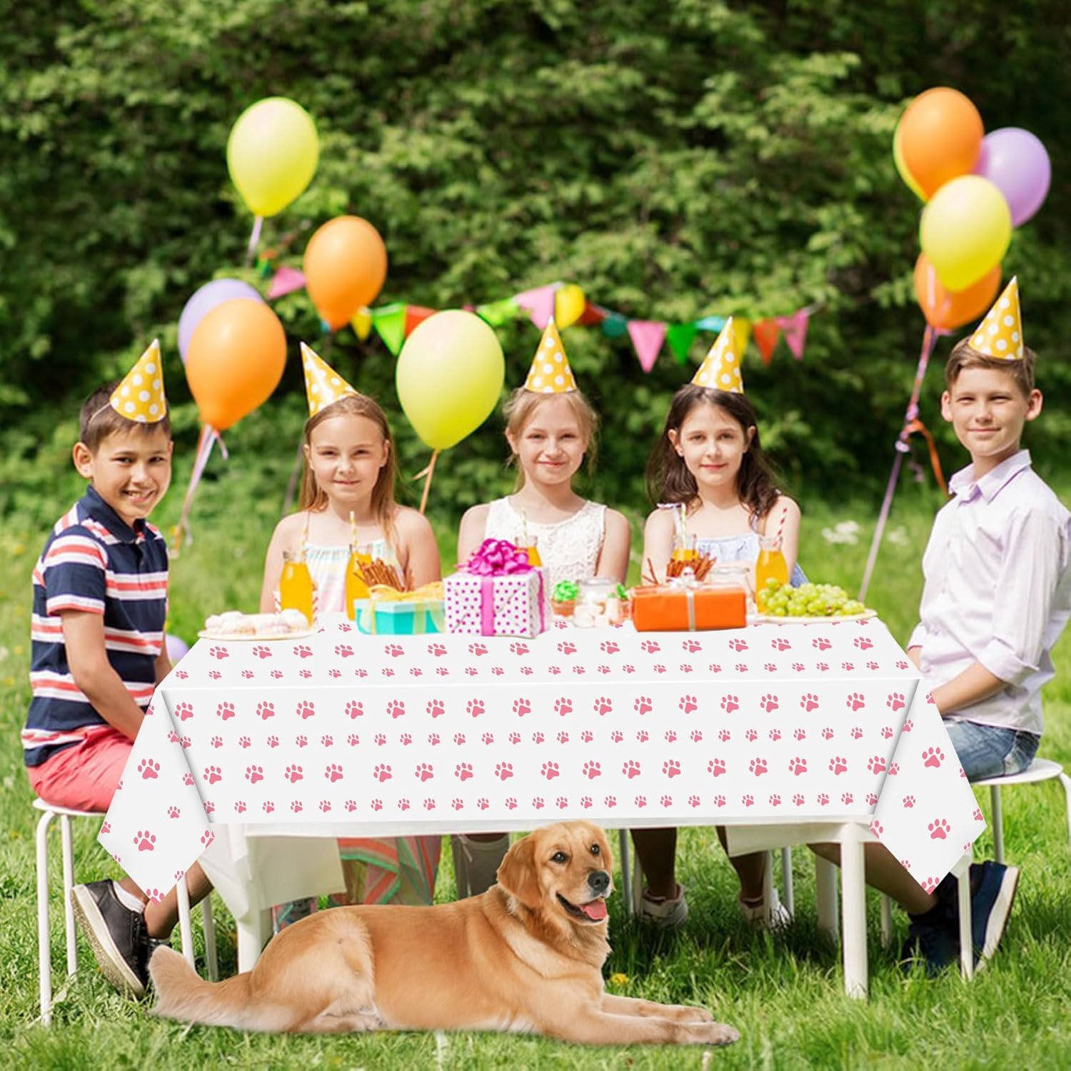 ZAKVOOR 4 Pack Puppy Paw Print Tablecloths