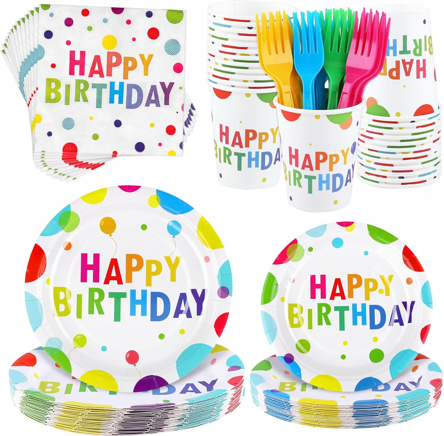 144 Pieces Happy Birthday Party Decor Set