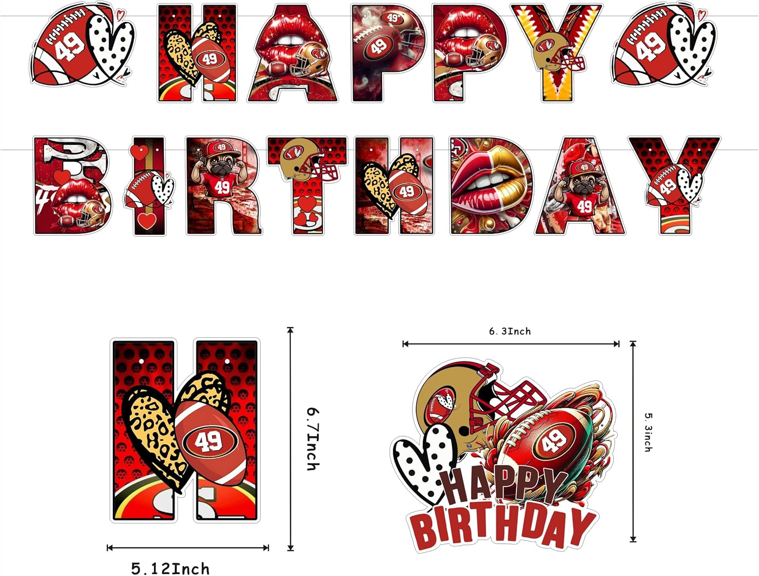 49 Piece Football Party Decor Set for Boys Girls