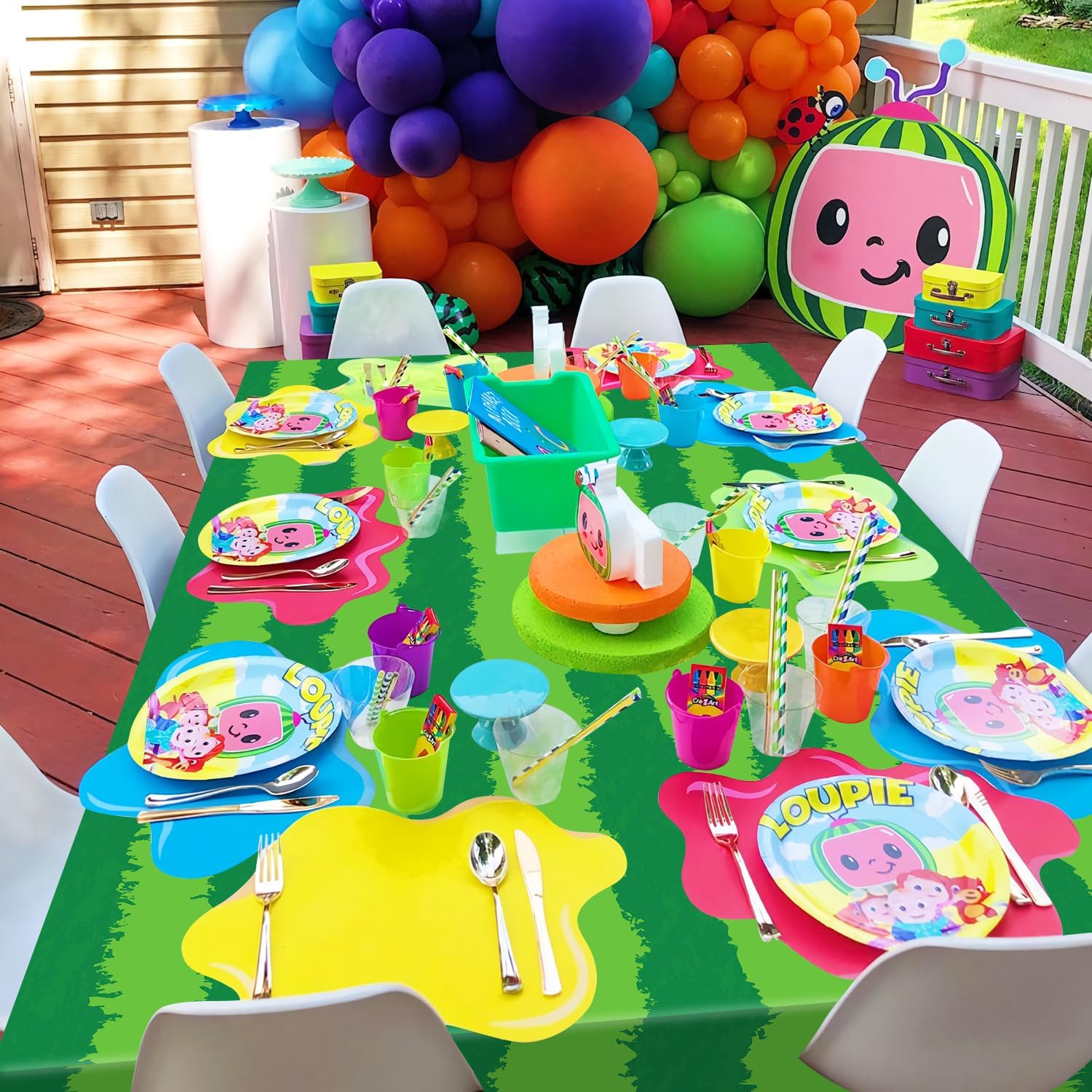 4 Pack Watermelon Rind Tablecloths Green Melon Party Decor