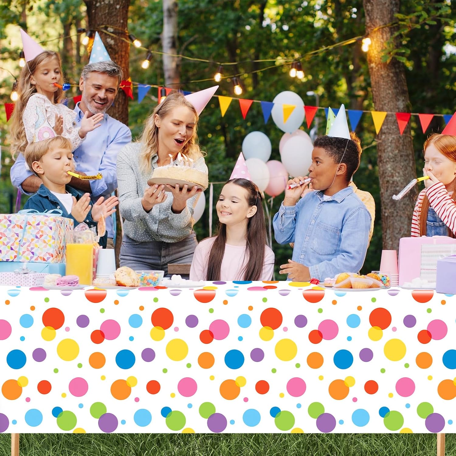 Oudain 3 Pcs Polka Dot Tablecloth Birthday Party Decor
