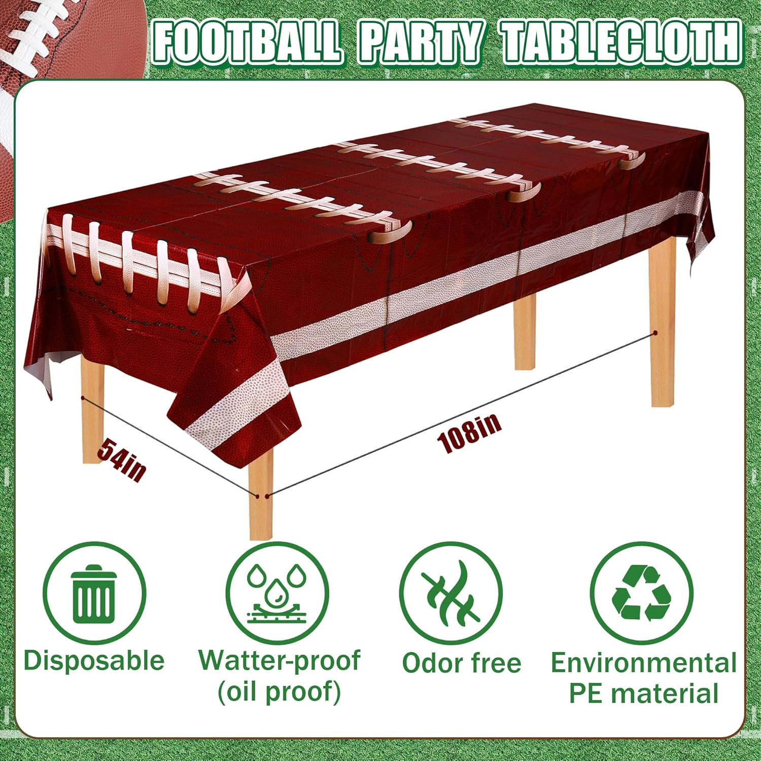 3pcs Football Party Tablecloths Rectangular Plastic 108x54