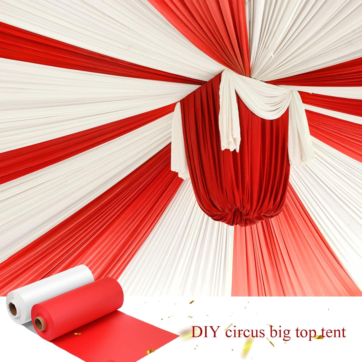 Moukeren 40 x 100 Plastic Tablecloth Roll White Red 2 Roll