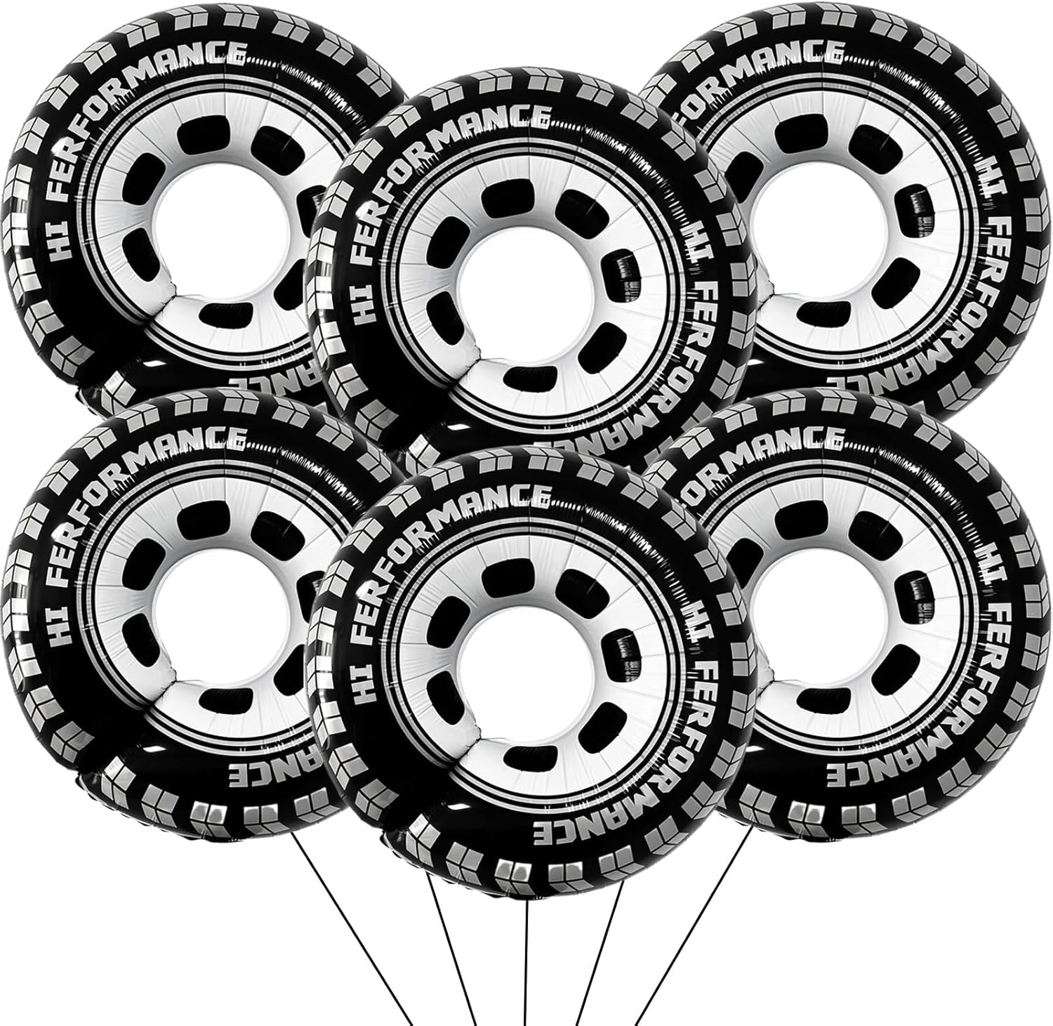 30 Inch Race Car Wheel Balloons 6Pcs Party Decor