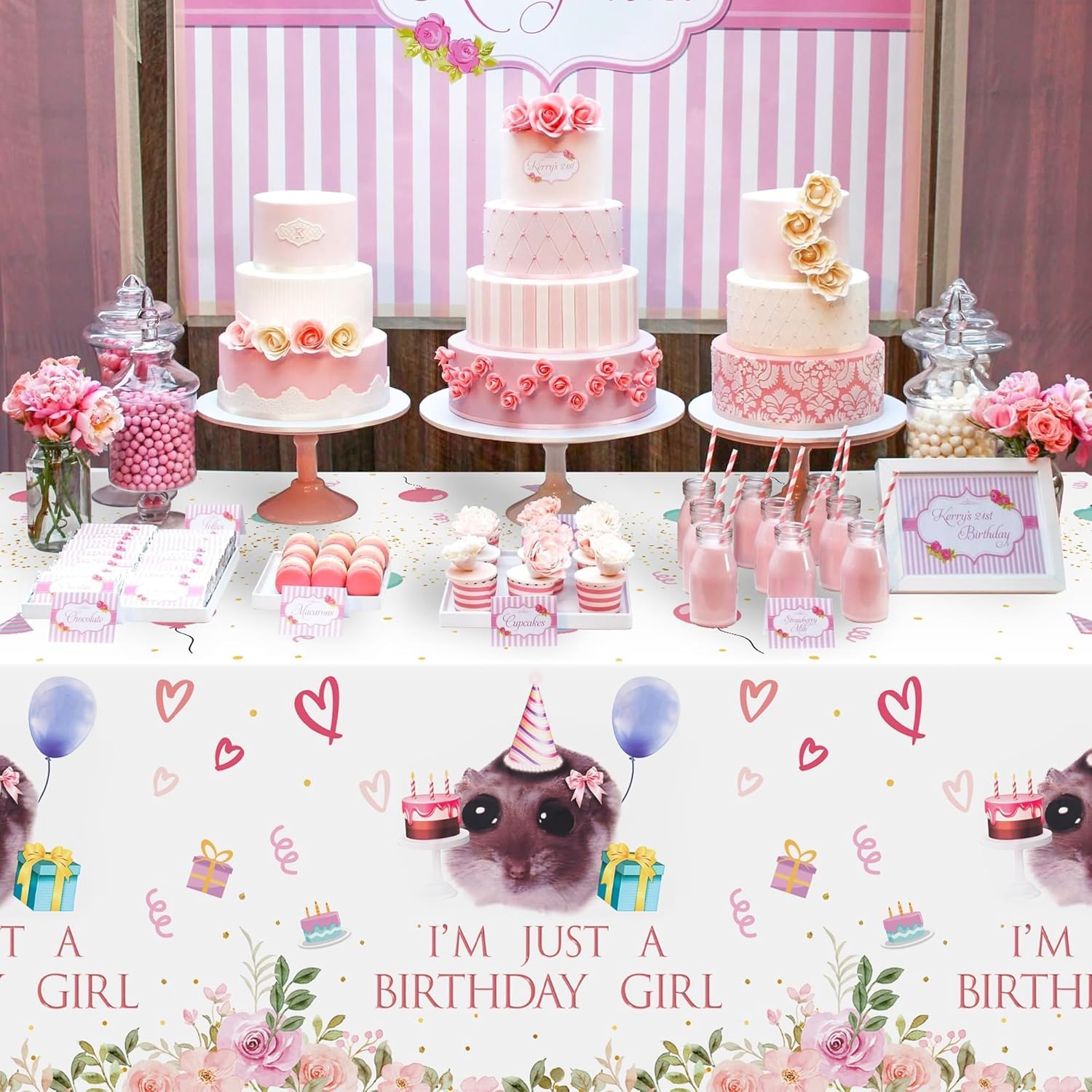 Hamster Party Tablecloths - 3Pcs Cute Birthday Decorations for Kids