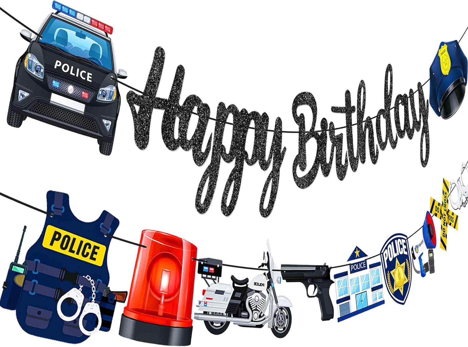 Police Birthday Banners 2Pcs Cops Party Decorations