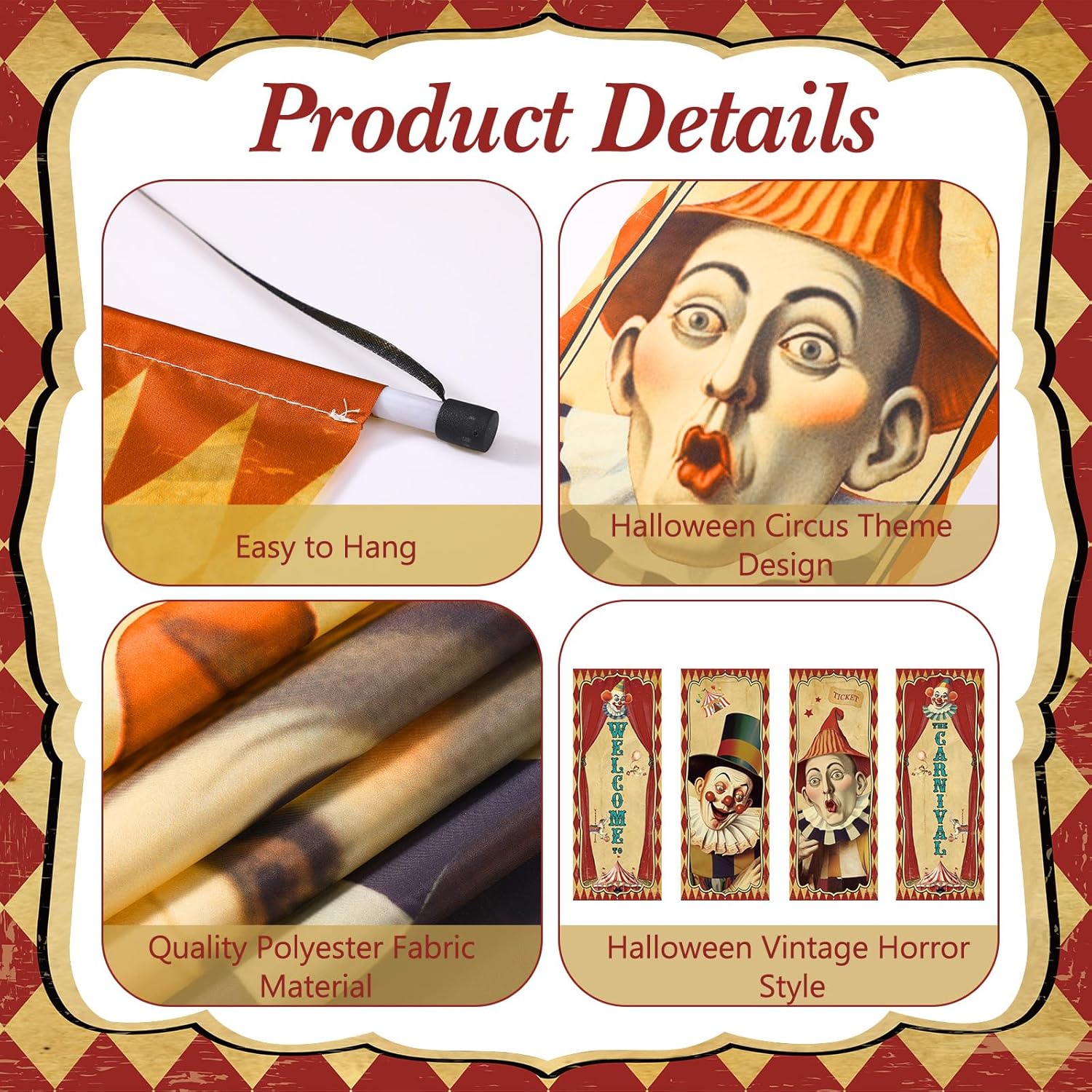 Tiamon 4 Pcs Vintage Halloween Carnival Banners