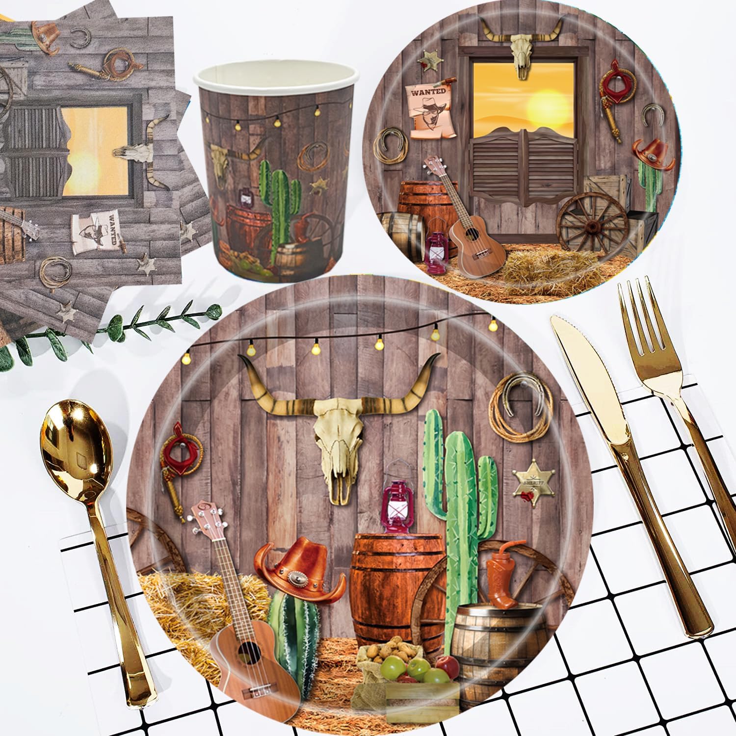 175Pcs Western Cowboy Party Supplies Set