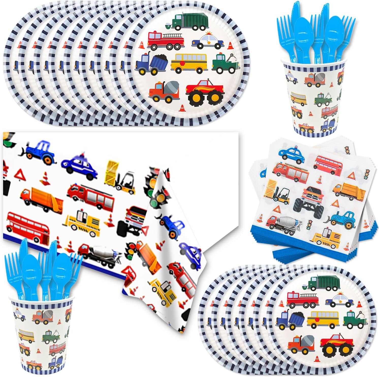 141PCS Traffic Themed Party Decorations for Boys