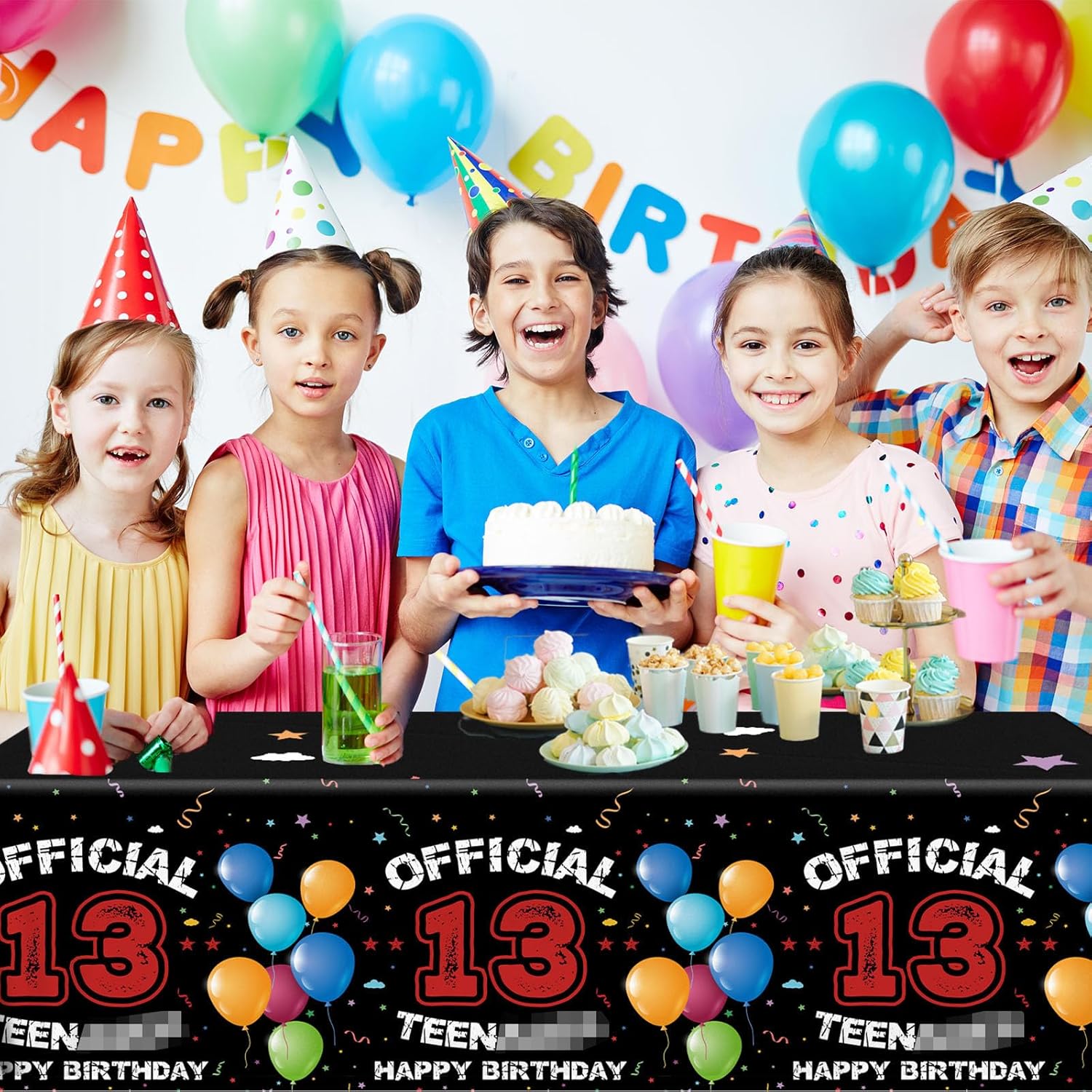 13th Birthday Decorations Red Black Tablecloths for Boys