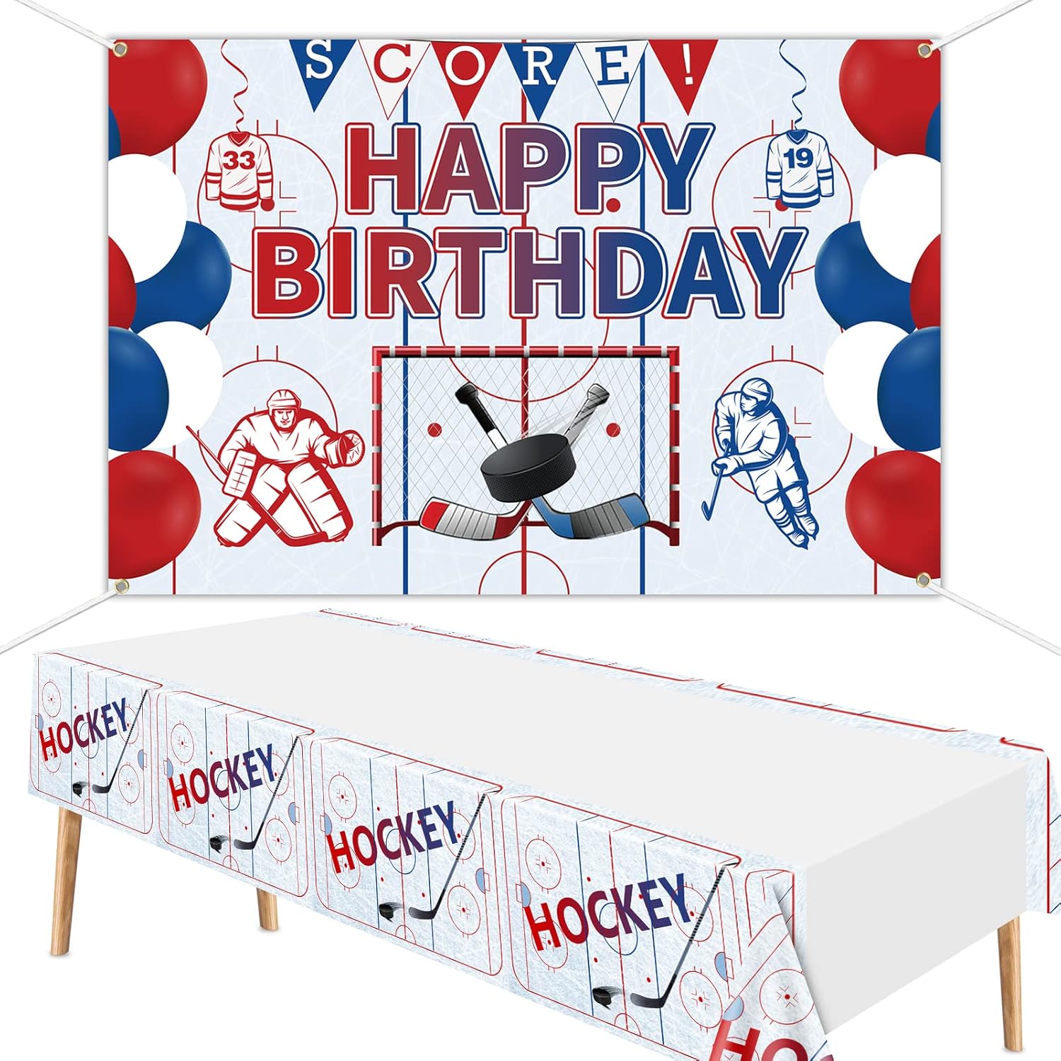 Ice Hockey Tablecloth Backdrop Waterproof All-Season One Size