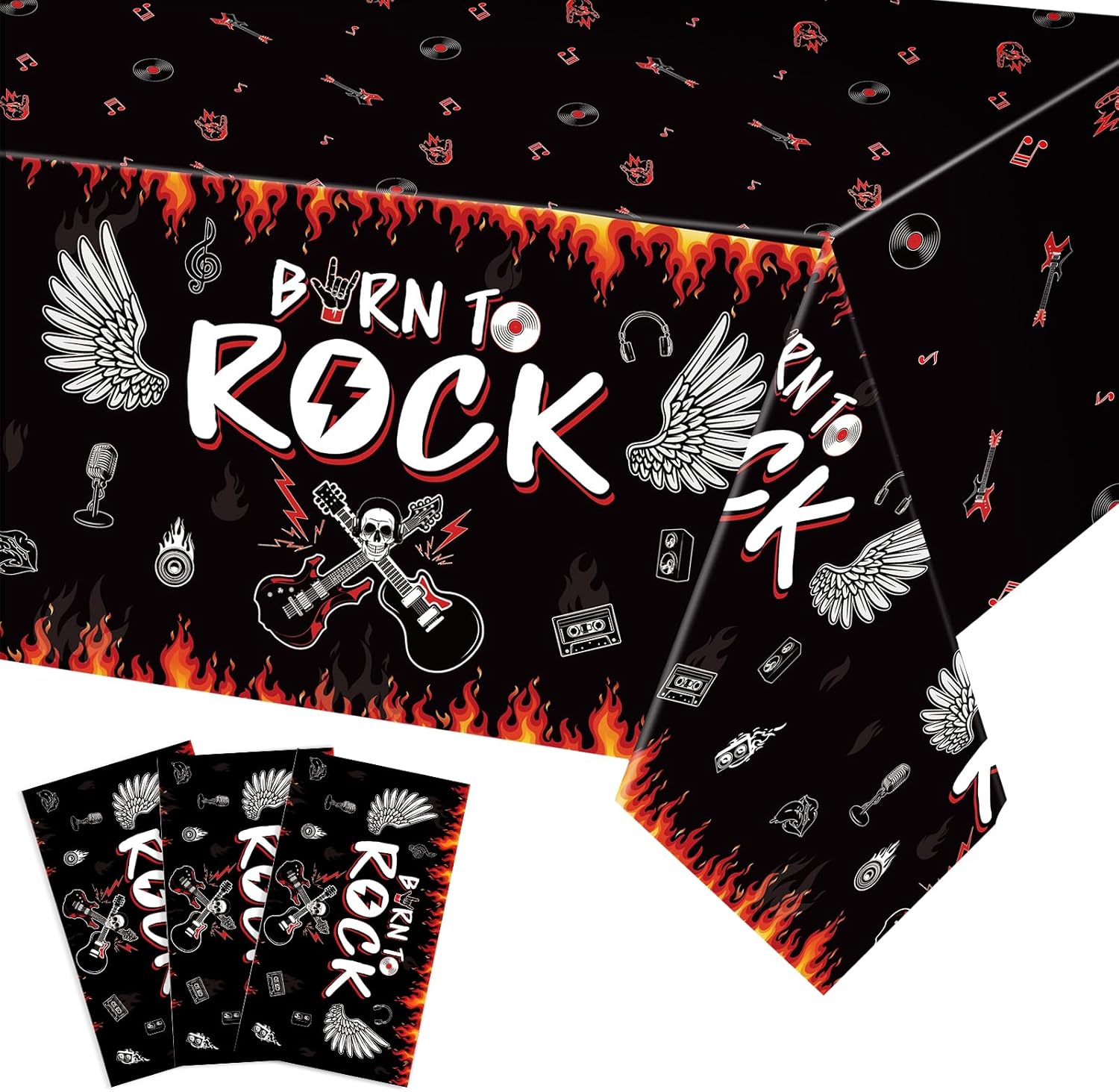 Tiamon 3 Pcs Rock Roll Party Tablecloths