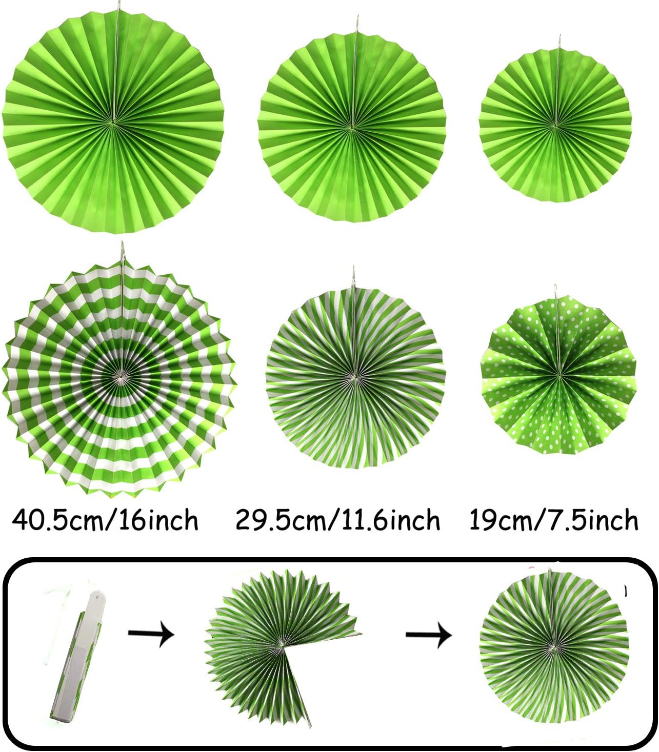 ZERODECO Green Confetti Balloons Fan Decor Set