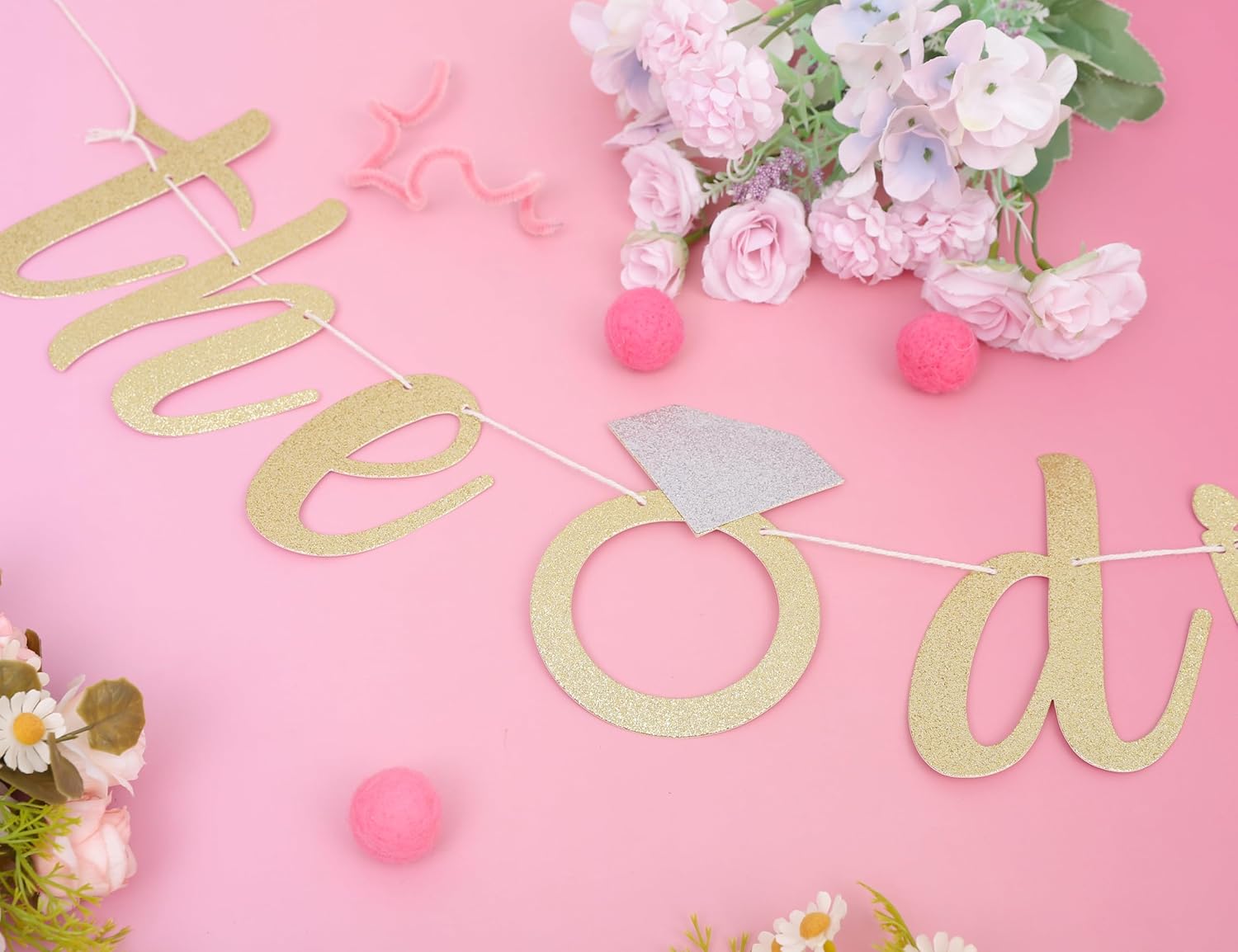 Diamond of the Season Gold Glitter Banner for Bridal Shower