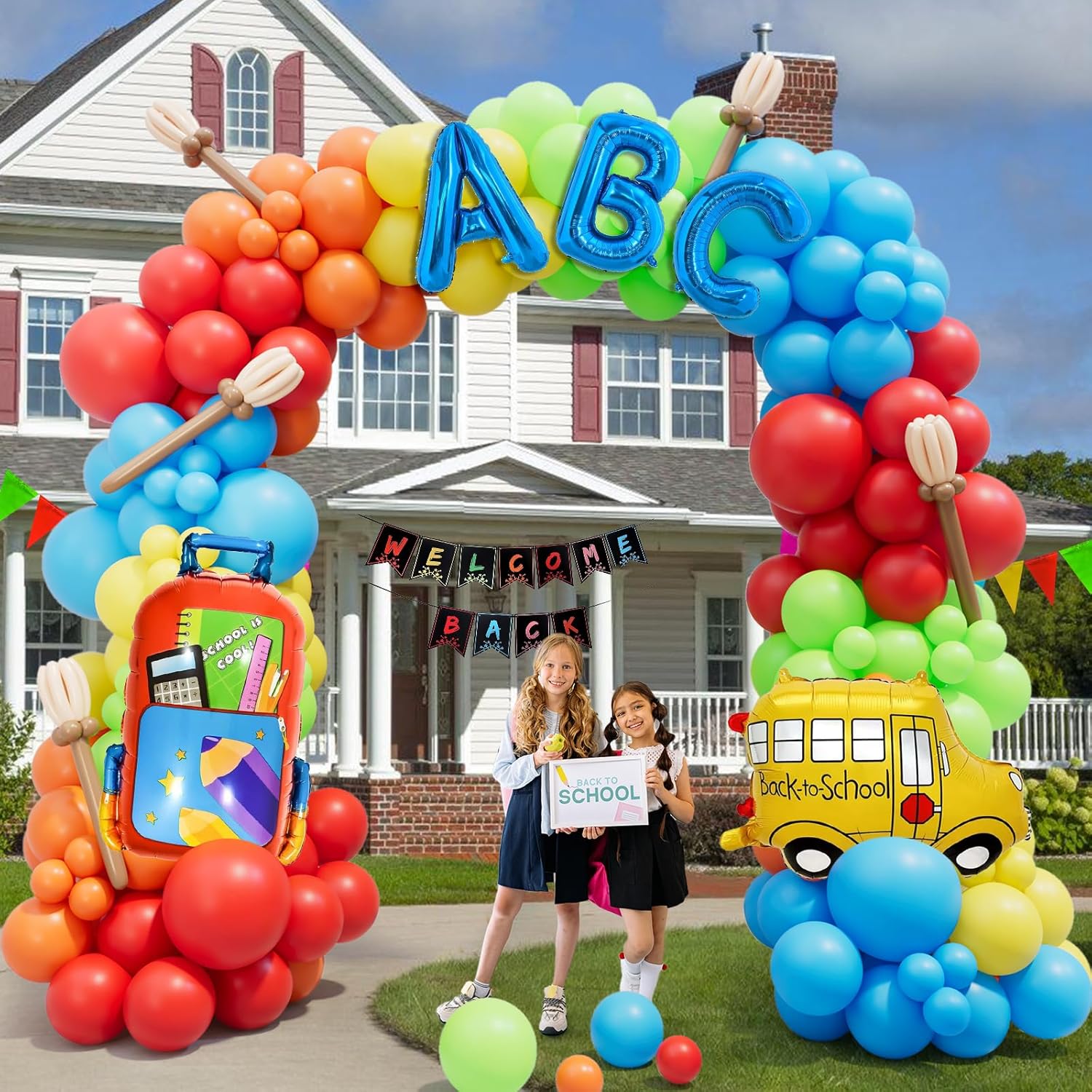 Back to School Balloon Arch Kit with 164PCS Rainbow Balloons