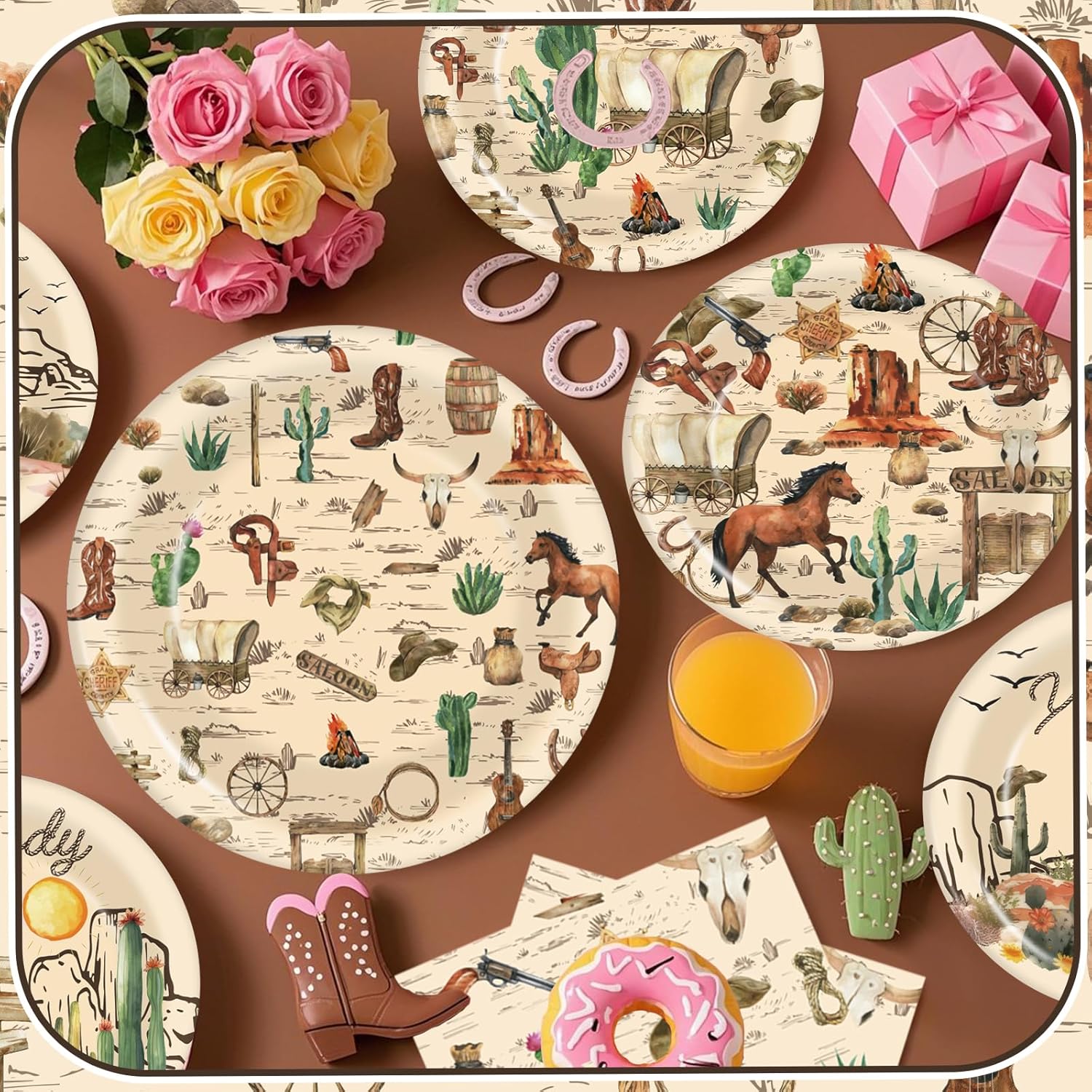 120 Pcs Denim Western Party Supplies for 30 Guests