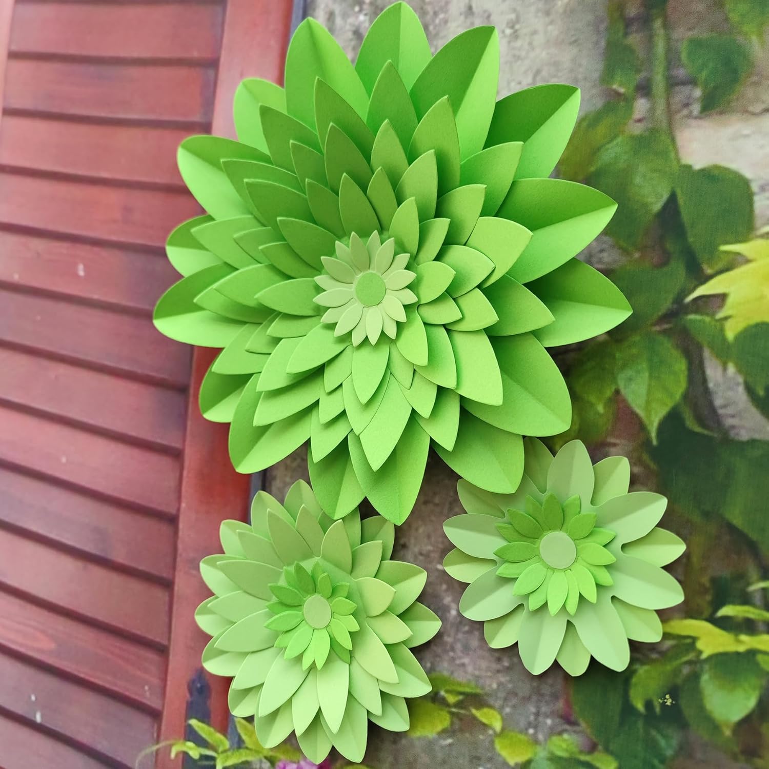 Large Lime Green Paper Flowers for Wall Decor