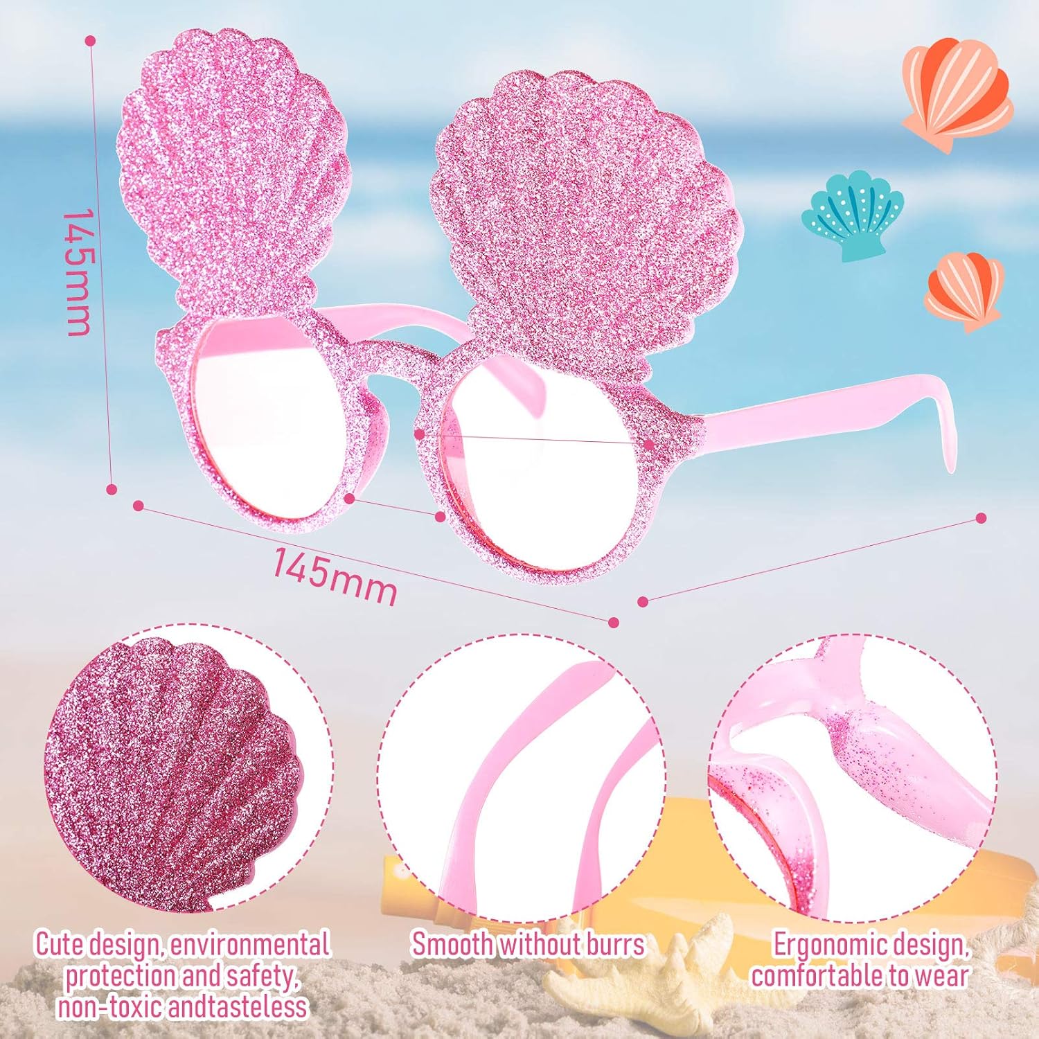 8 Pairs Luau Party Sunglasses for Beach Theme Events