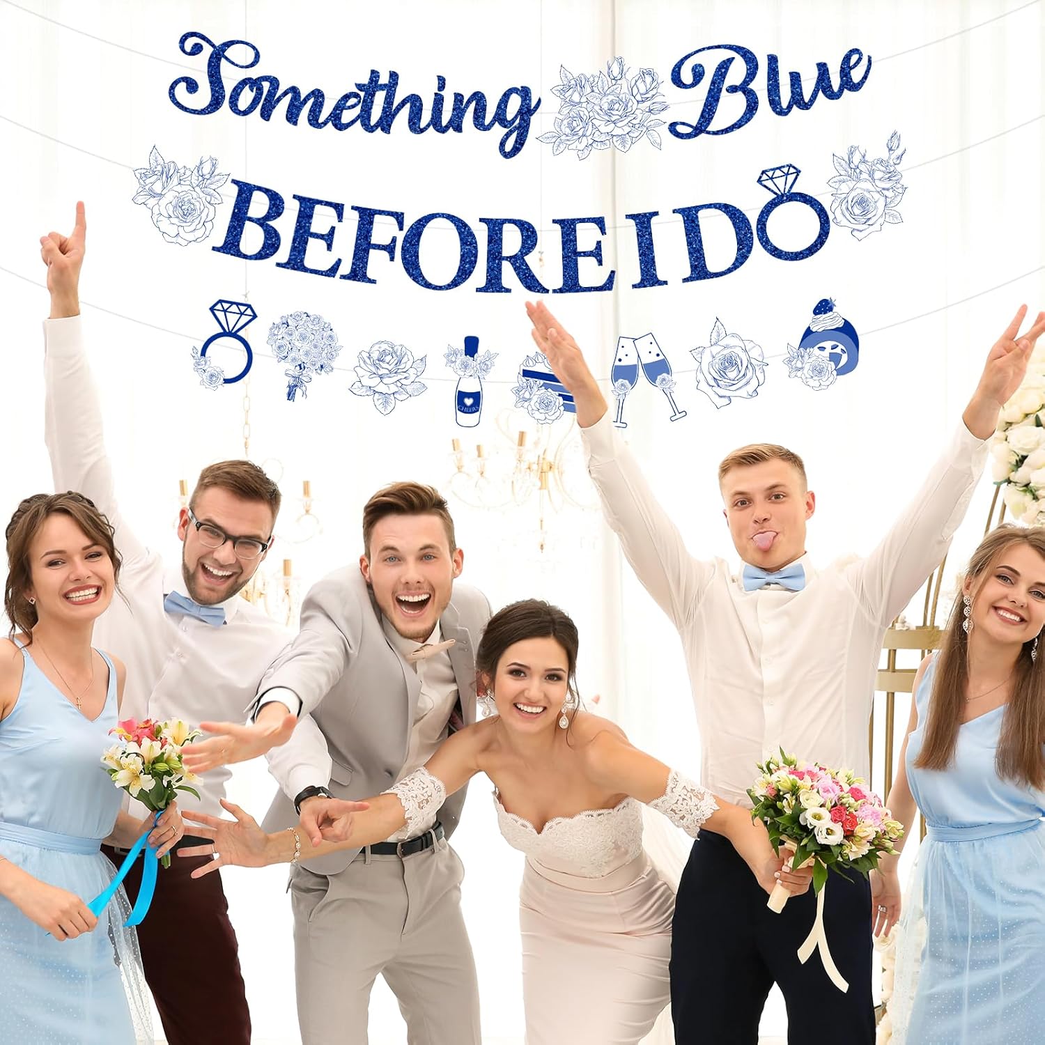 Something Blue Bridal Shower Decorations 3 Pcs Pre-Strung