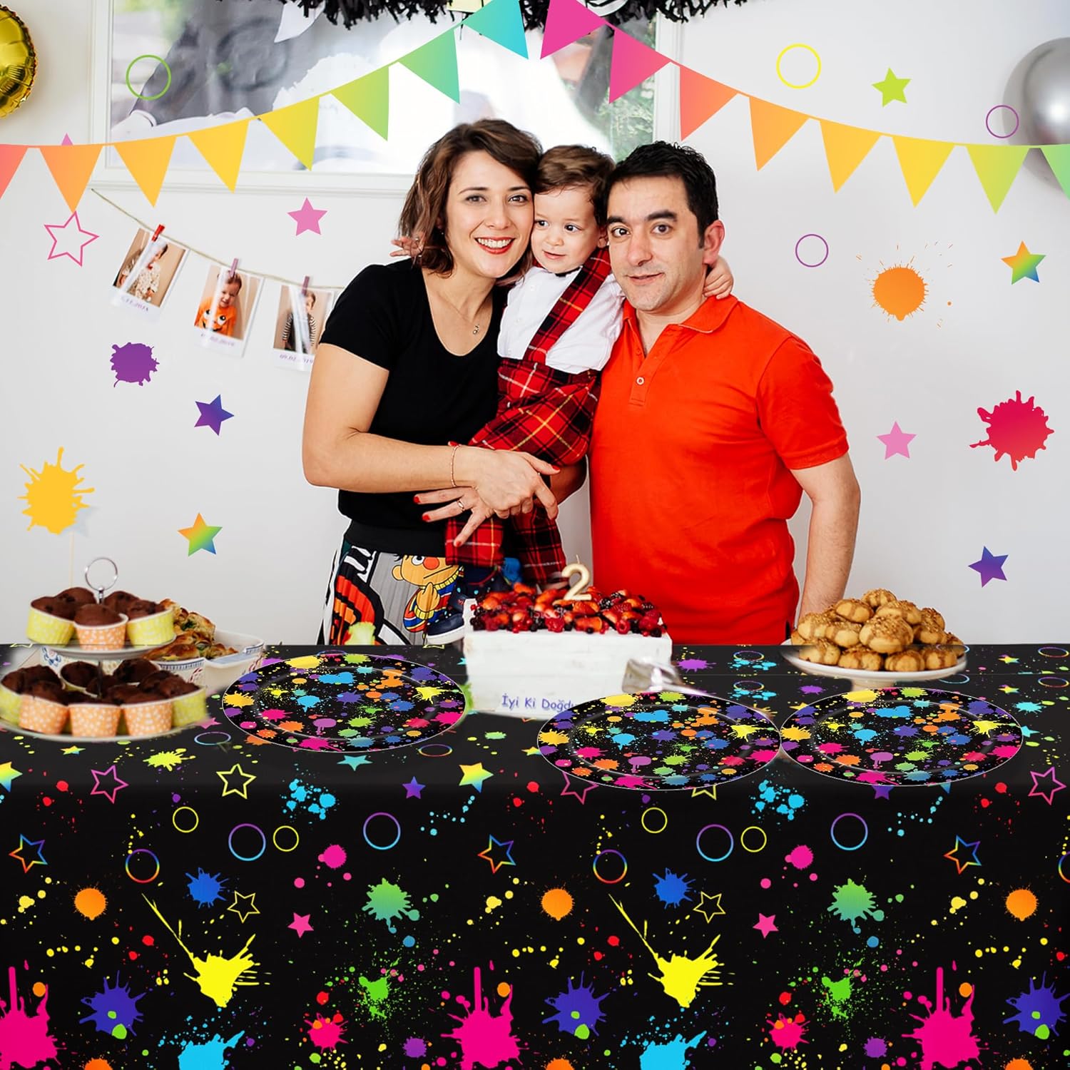 Lide Road Glow in The Dark Tablecloth for Neon Birthday Party