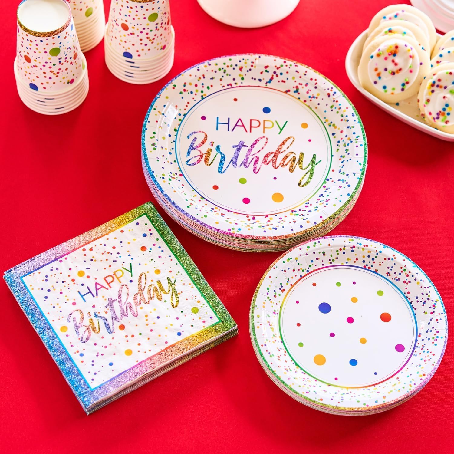 Royal Bluebonnet Rainbow Birthday Plates Set of 24