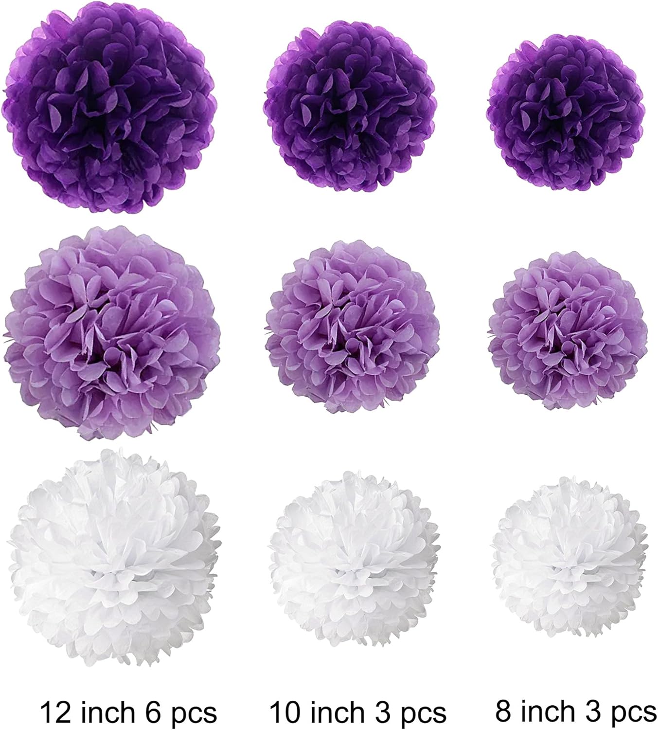 Wartoon Tissue Paper Pom Poms Flowers Set 12PCS