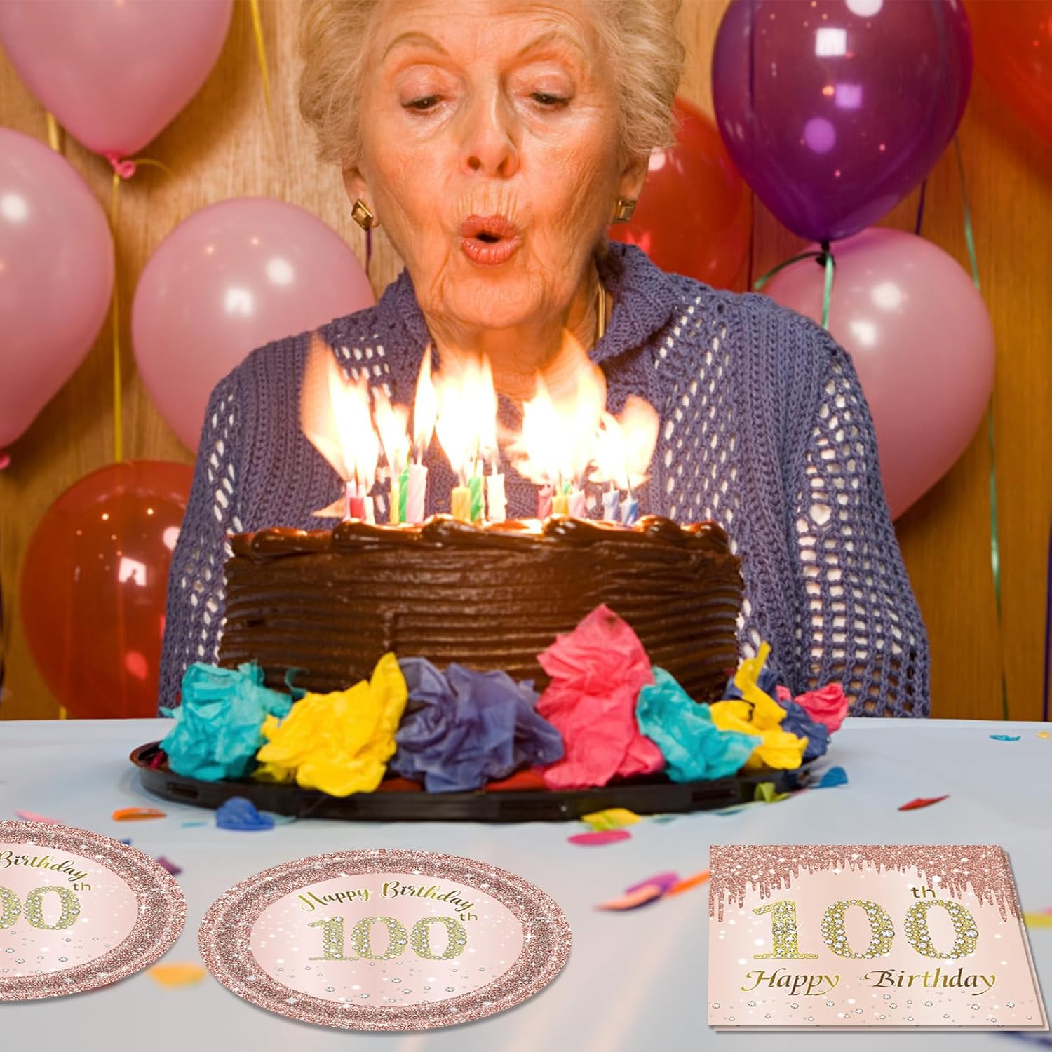 100th Birthday Decorations Rose Gold Party Supplies