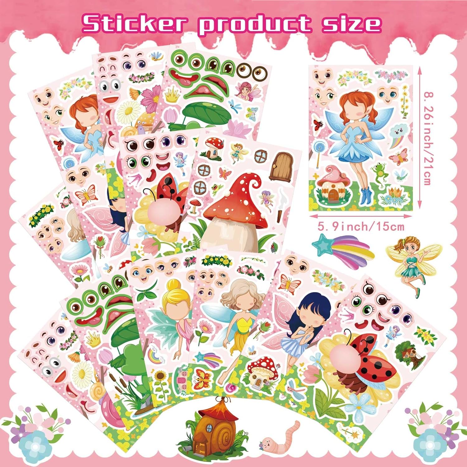24 PCS Fairy Stickers for Kids Birthday Party Favors