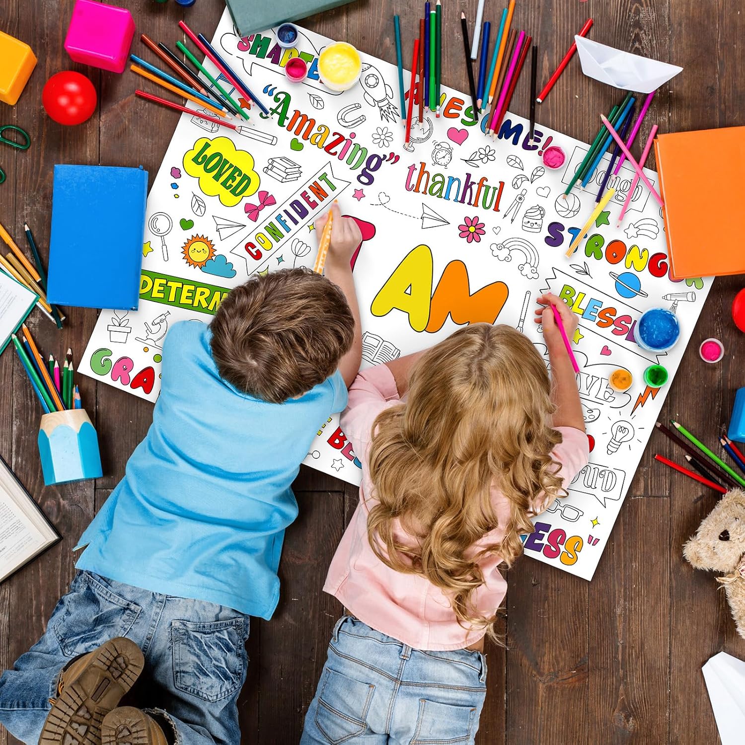 Positive Affirmations Coloring Poster for Kids