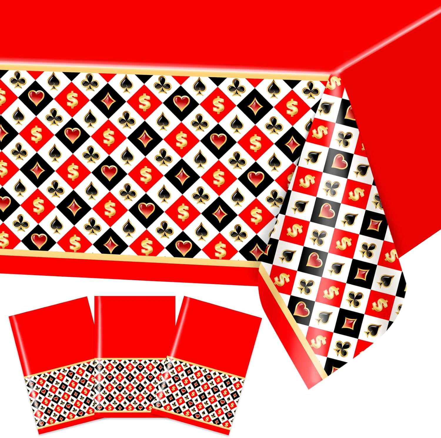 Avezano 3 Pc Casino Poker Tablecloth 54x108 Inch Party Decorations