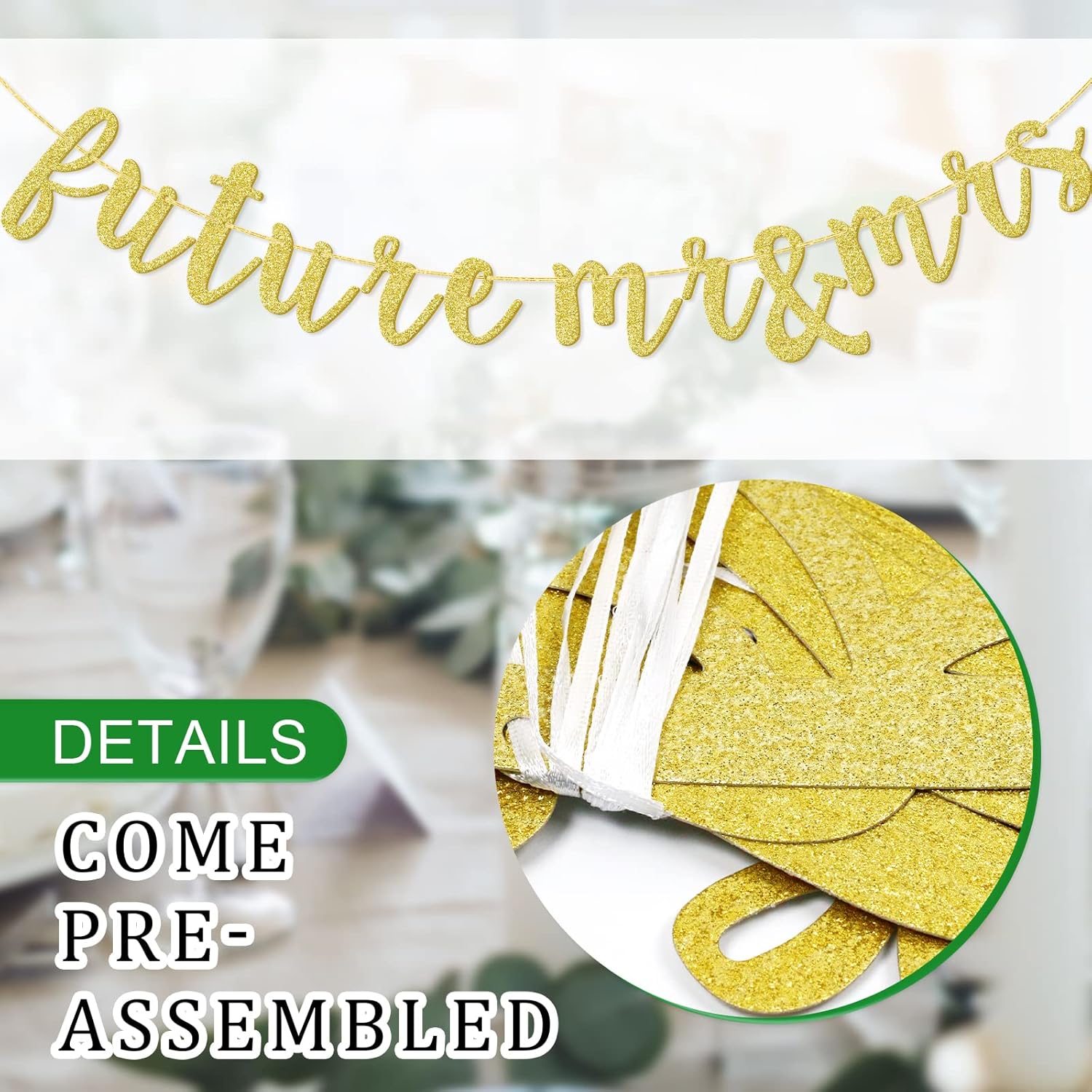 Gold Glitter Future Mr Mrs Banner