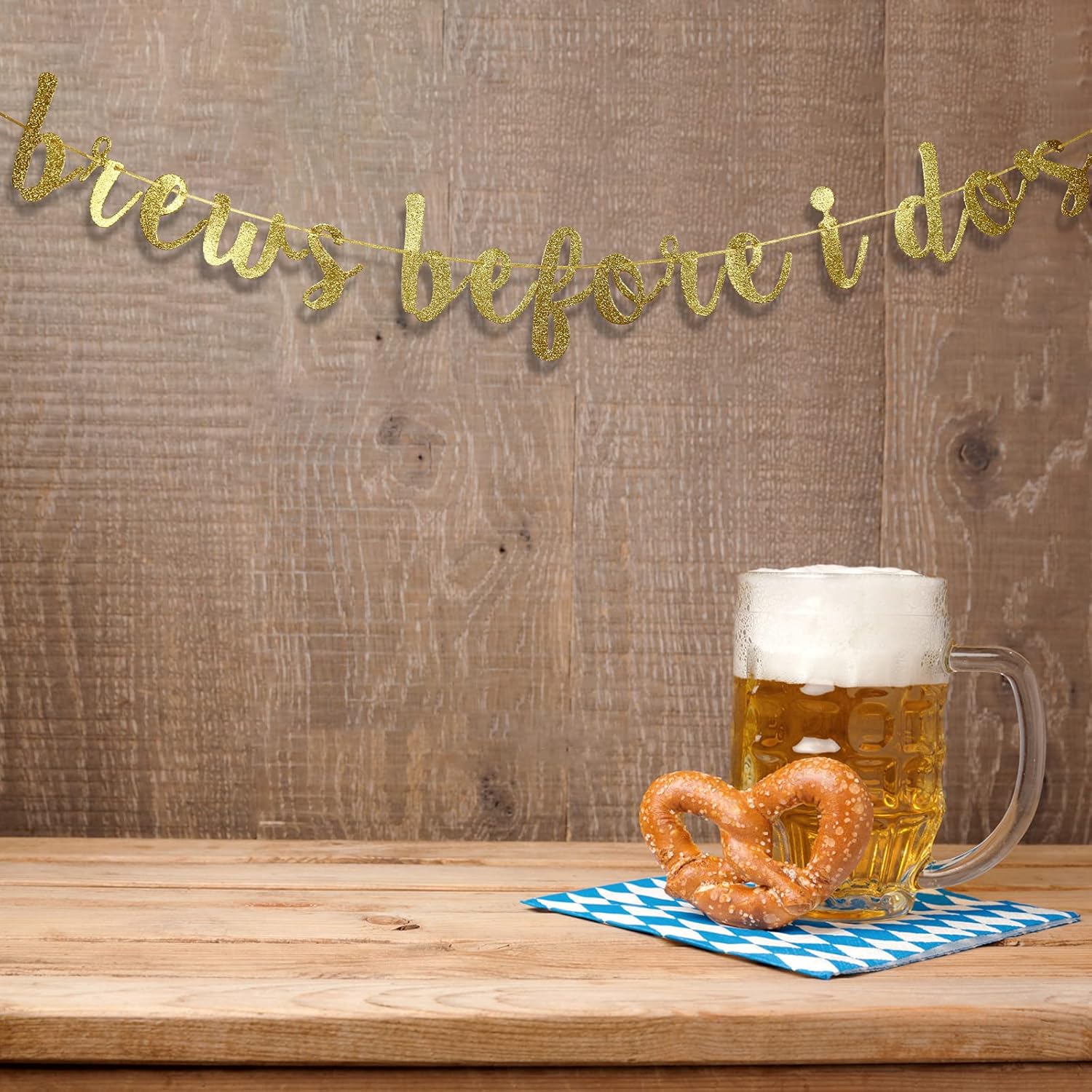 Brews Before I Do Gold Glitter Bachelorette Party Banner
