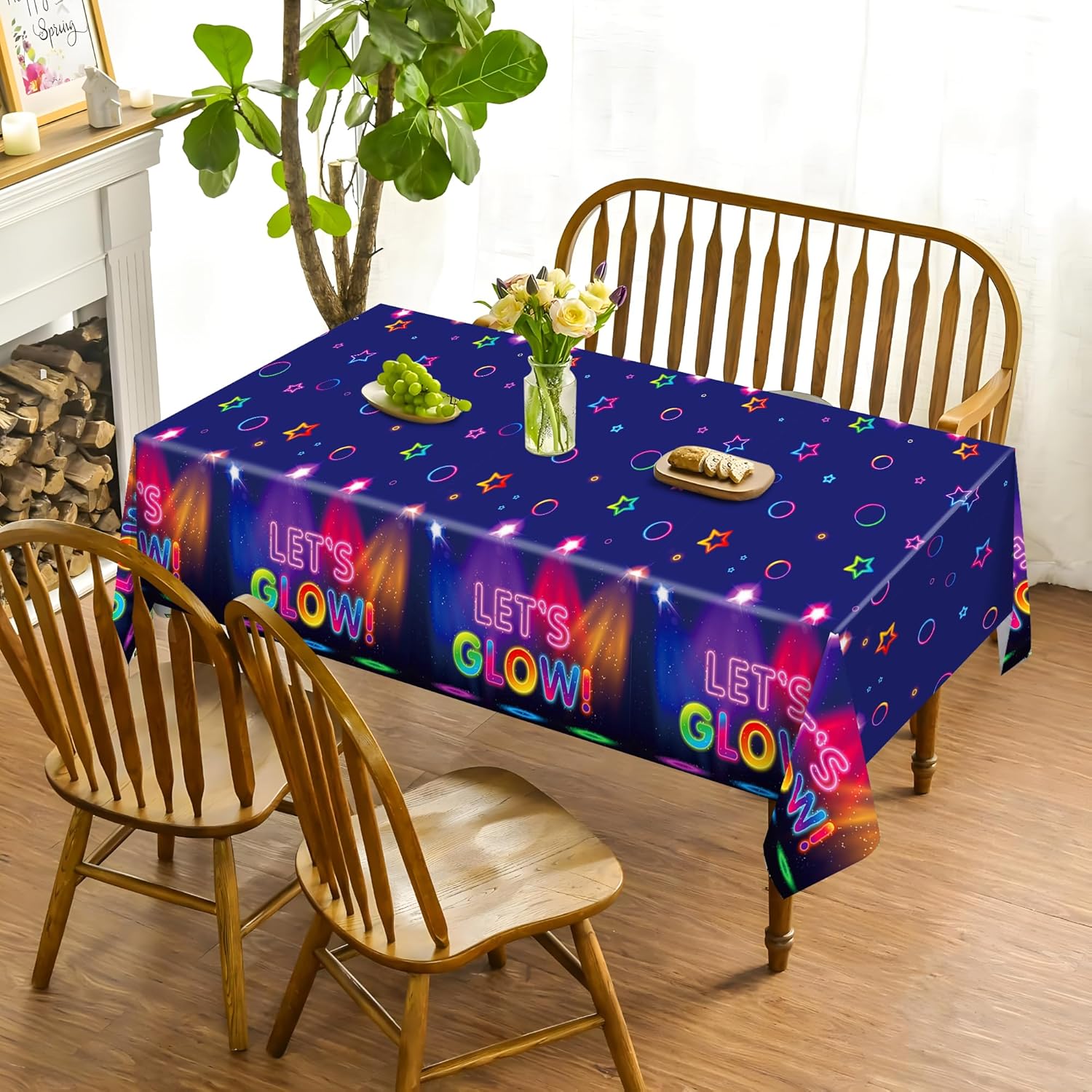 Lide Road Glow in The Dark Tablecloth Set 2 Pcs 54x87In