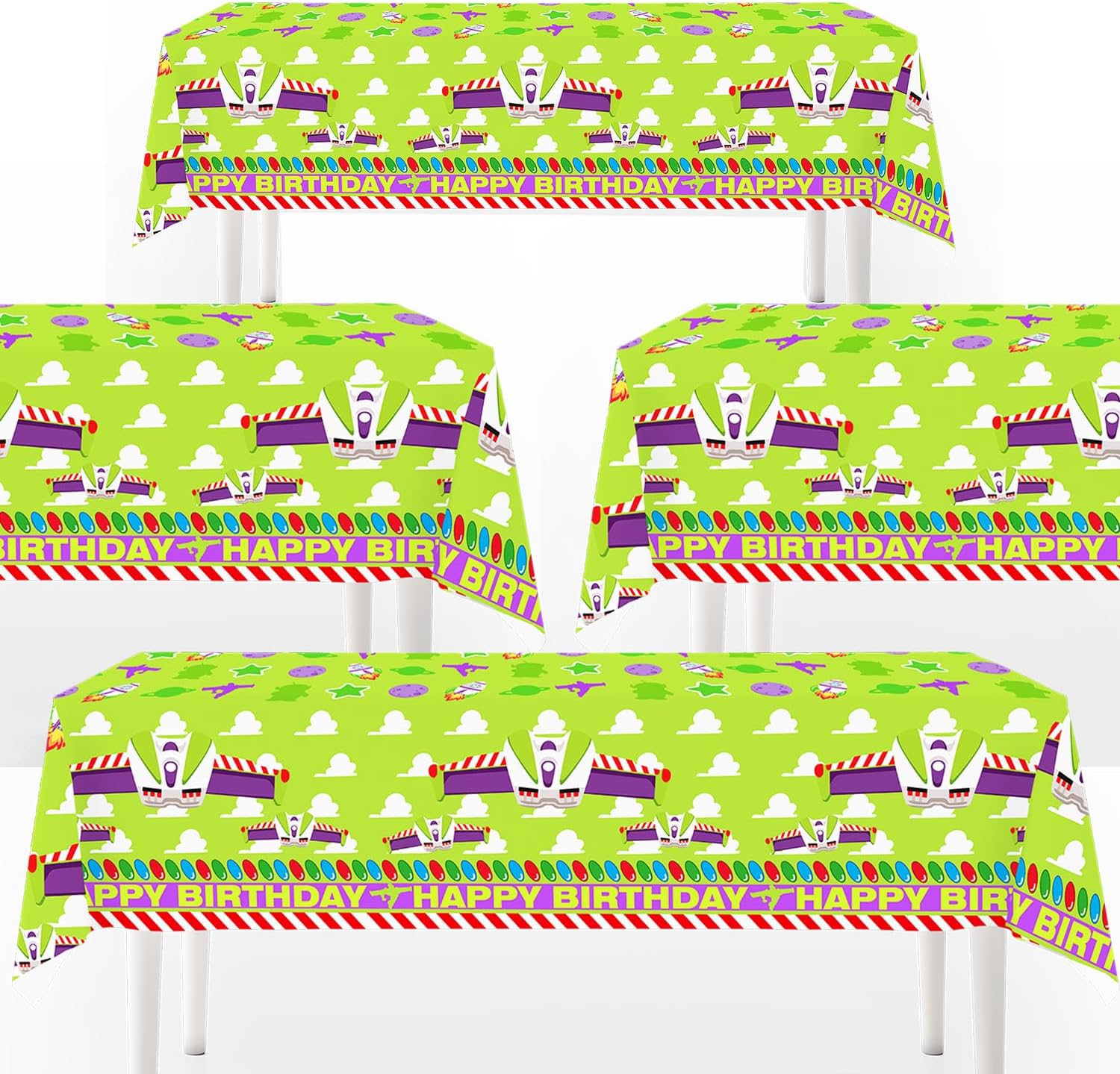 4pcs Purple Sky and White Clouds Cow Cartoon Party Tablecloths