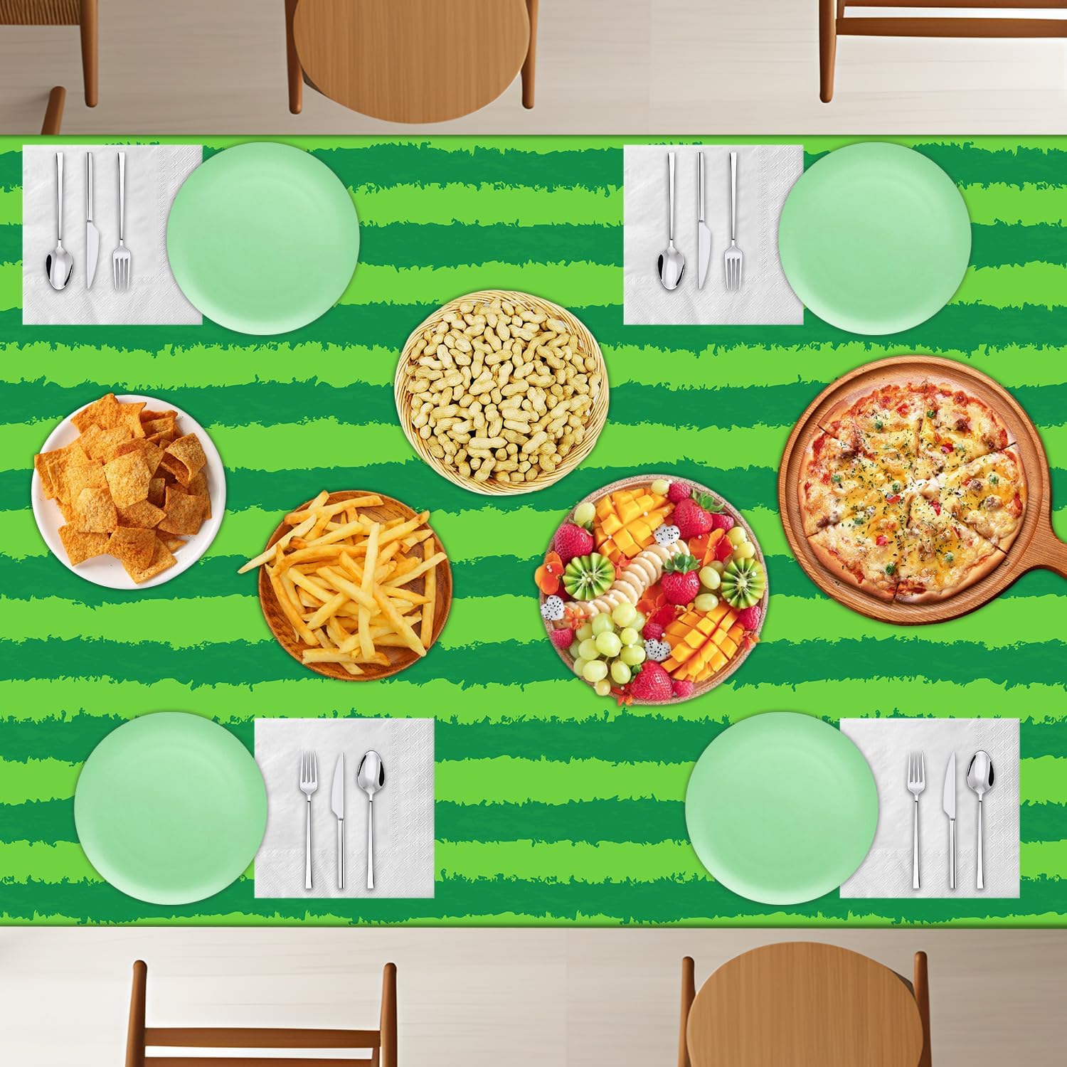 4 Pack Watermelon Rind Tablecloths Green Melon Party Decor