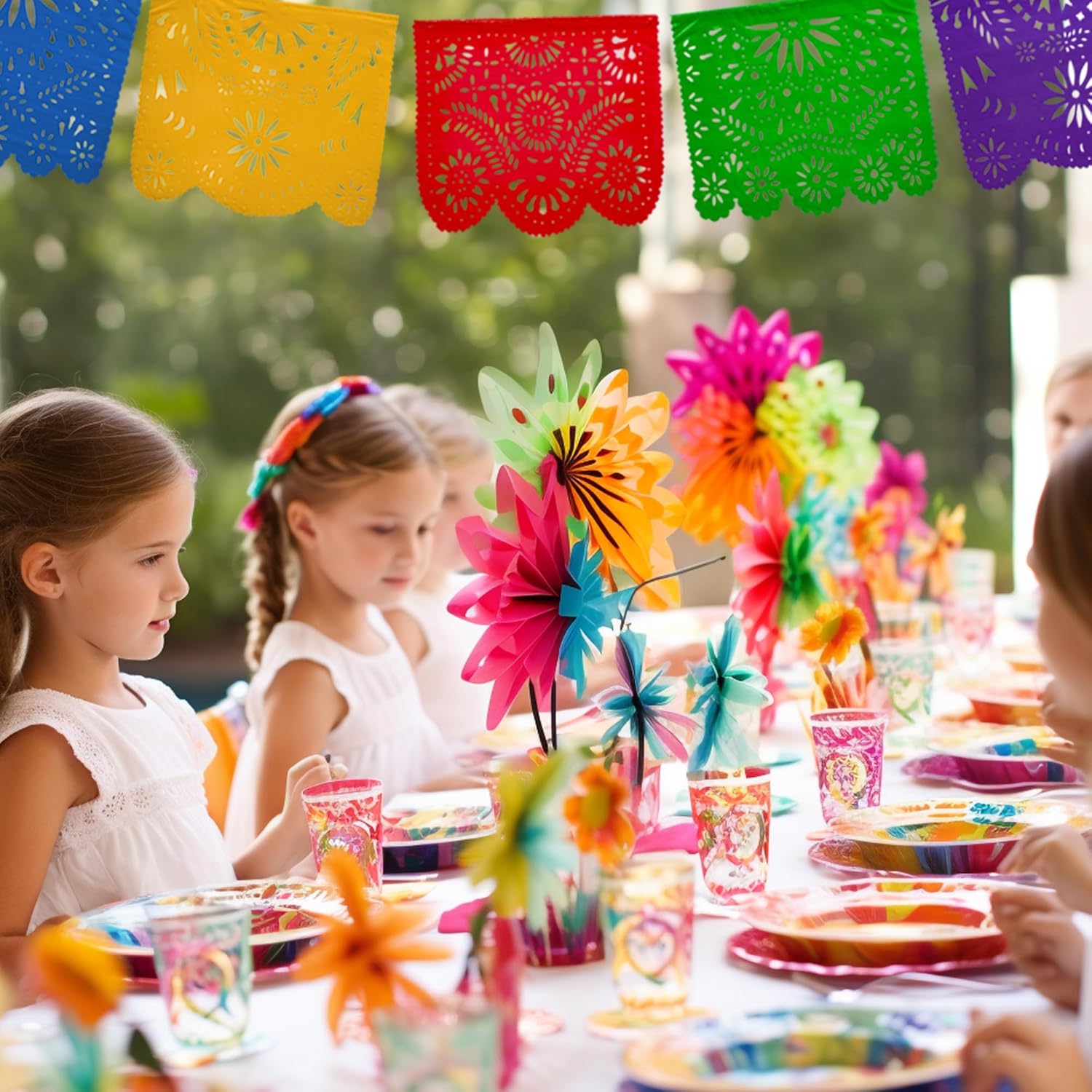 Mexican Party Banners 2 Pack with 10 Plastic Flags