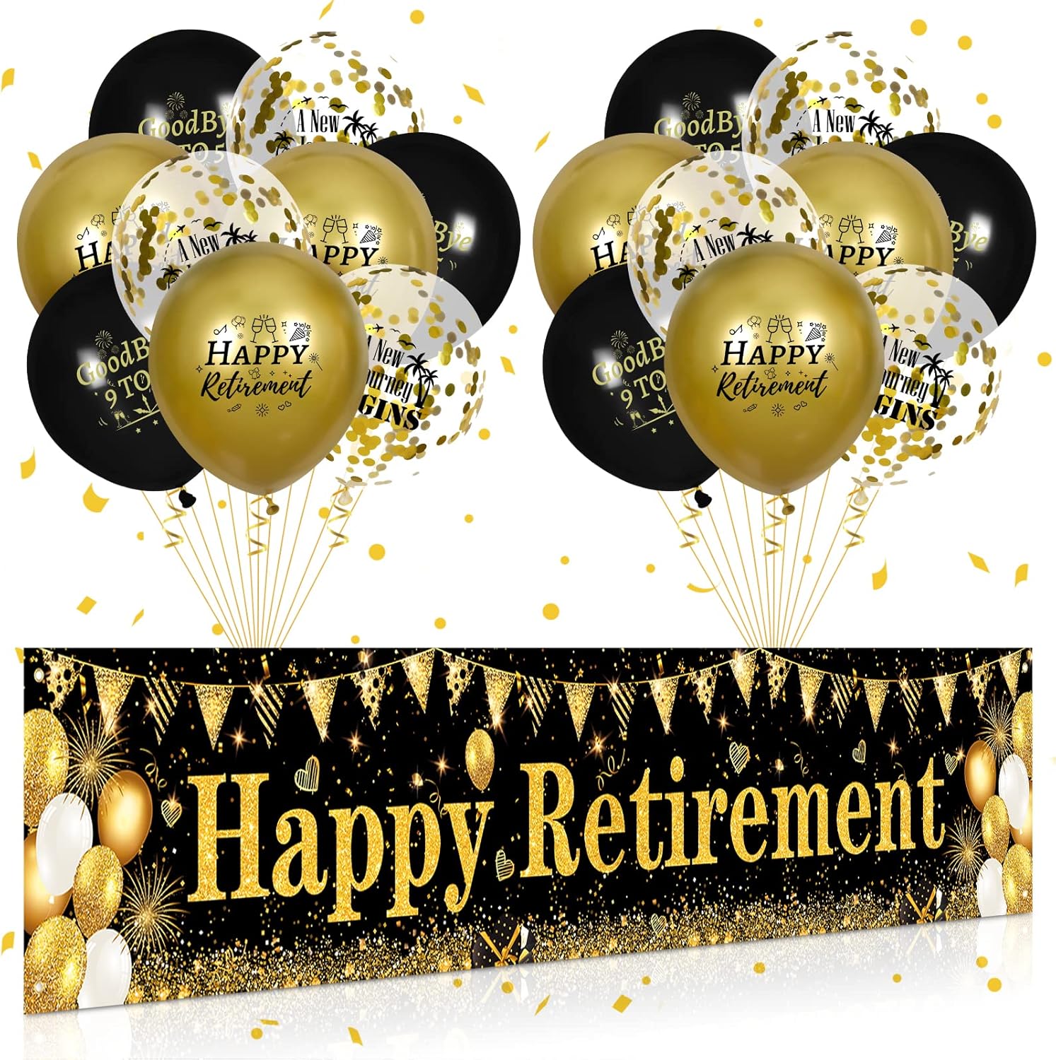 Happy Retirement Banner Balloons Yard Sign 18pcs