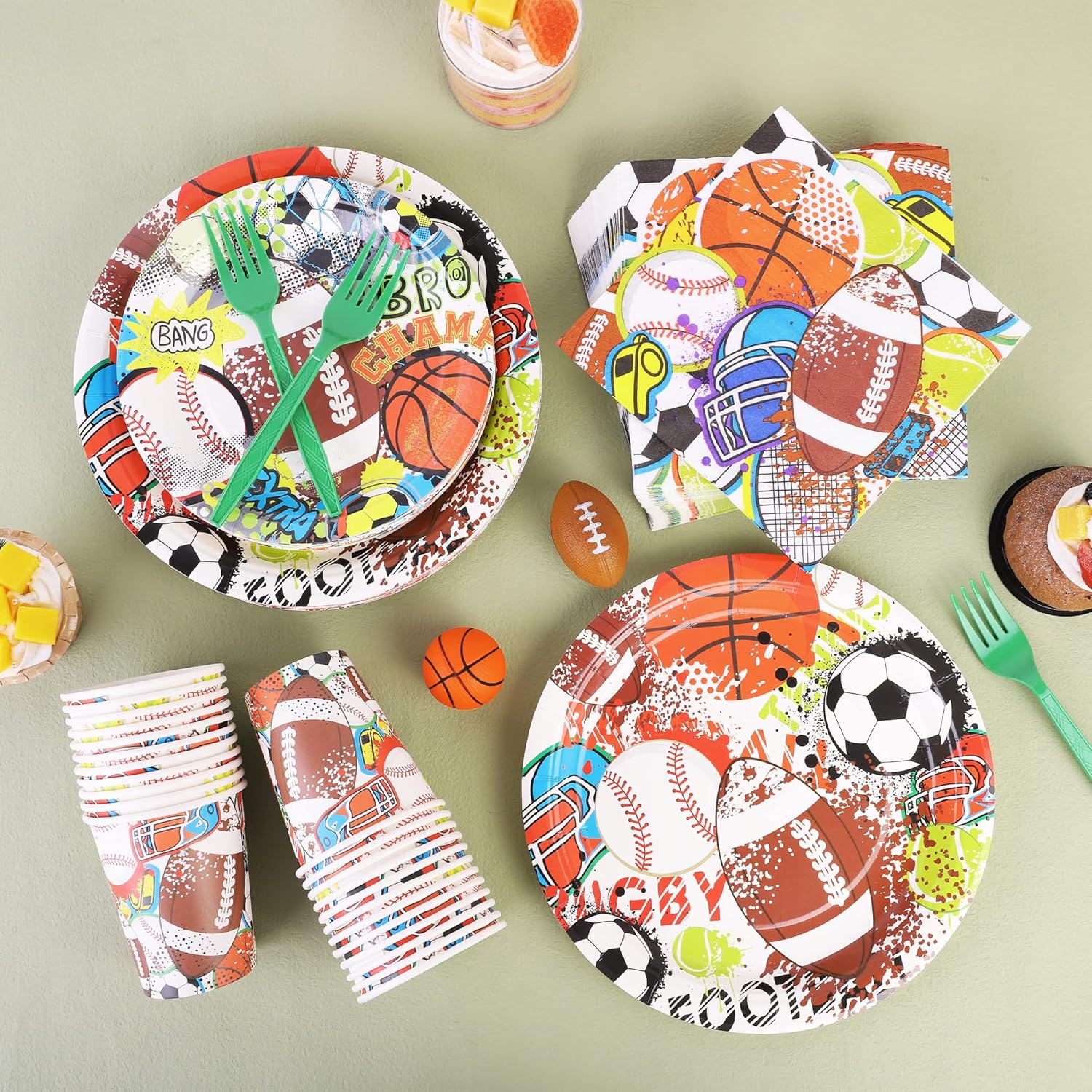 Durony 144 Piece Sports Themed Dinnerware Set