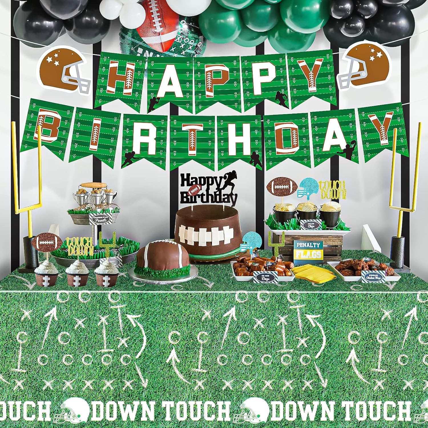 PHOGARY 3 Pack Green Football Tablecloths 54x108in