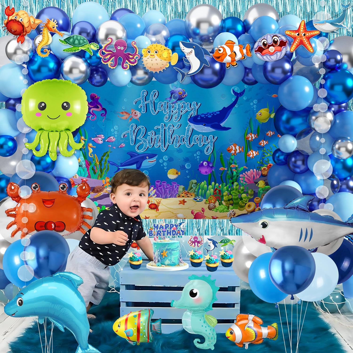 Under the Sea Party Decorations 98Pcs Ocean Theme Birthday Supplies