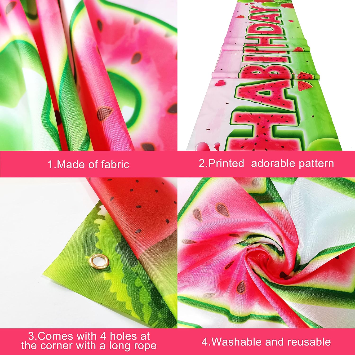 KatchOn XtraLarge Watermelon Birthday Banner 120x20 Inch